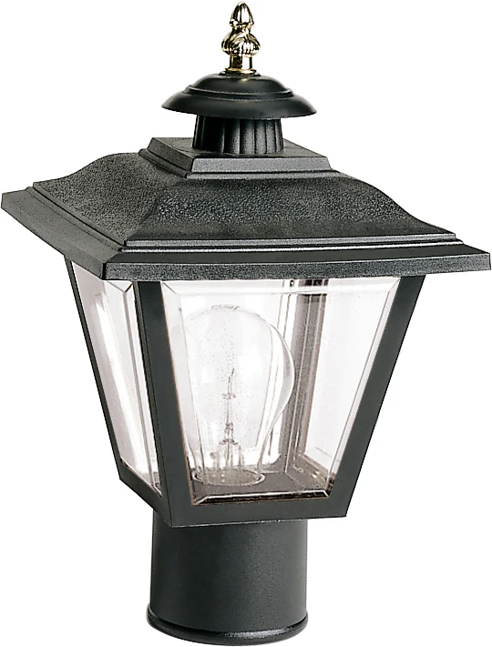 Nuvo 1-Light 13" Post Lantern w/ Brass Trimmed Acrylic Panels