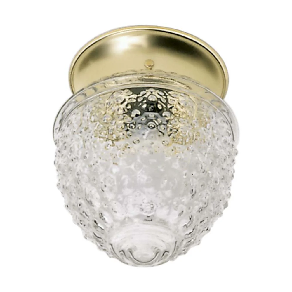 1-Light 6-in Ceiling Fixture Clear Pineapple Glass in Polished Brass Finish