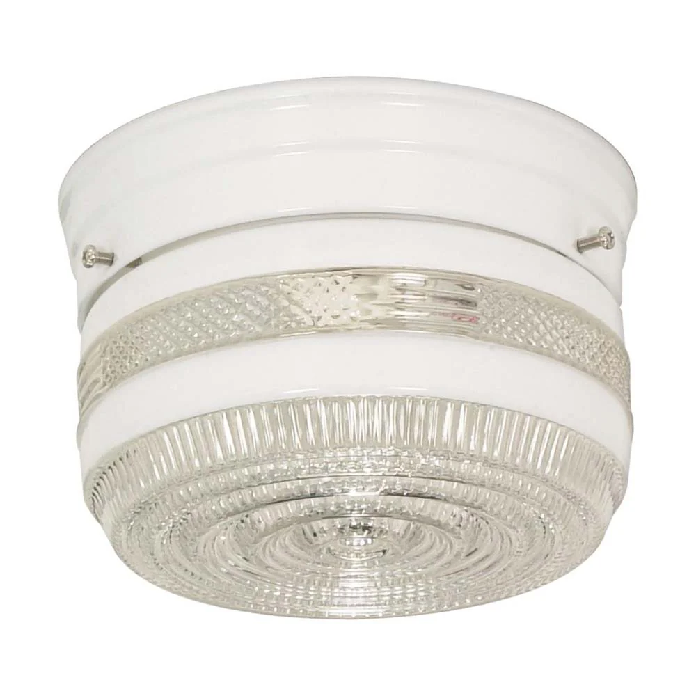1-Light 6-in Flush Mount Small Crystal / White Drum in White Finish