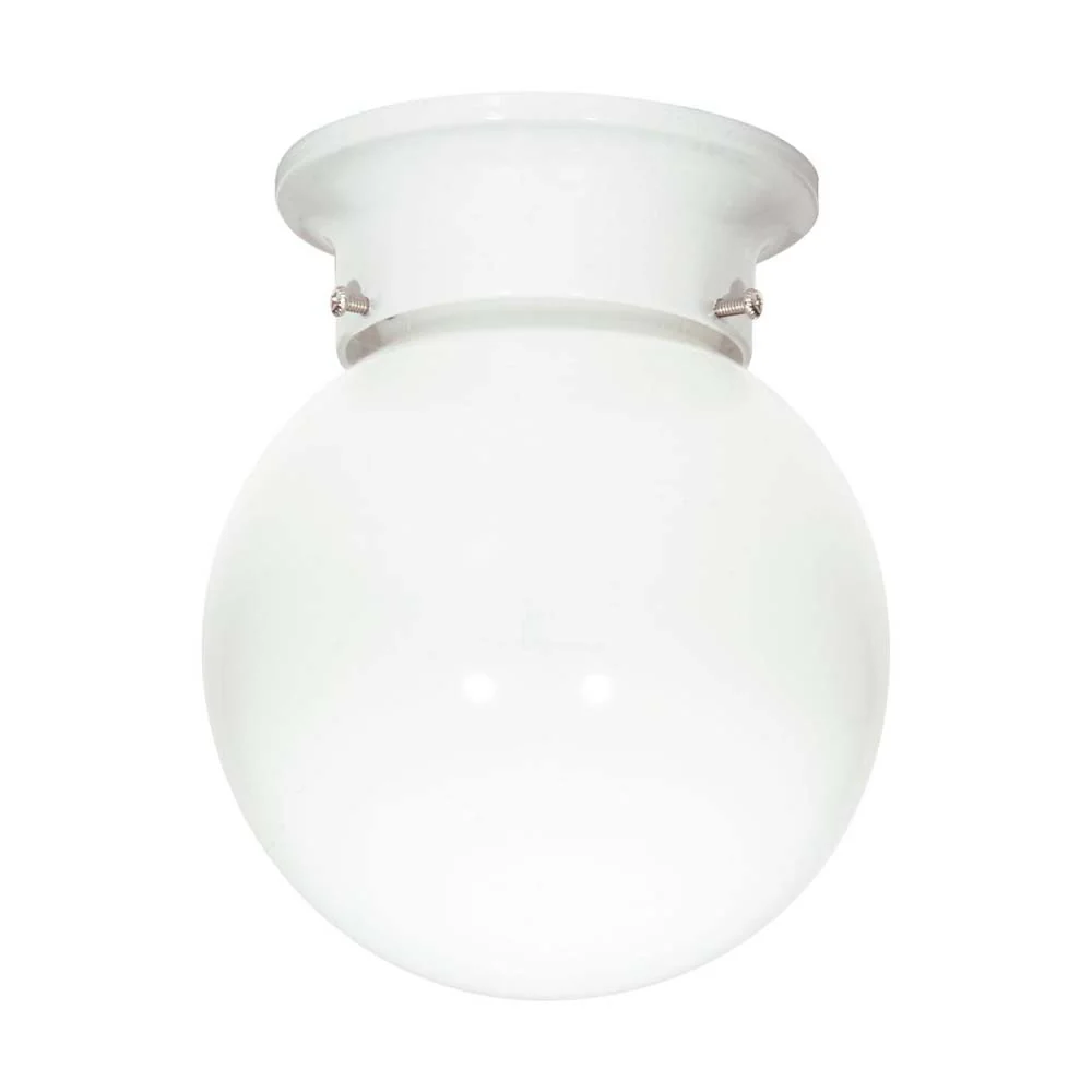 1-Light 6-in Flush with White Glass in White Finish