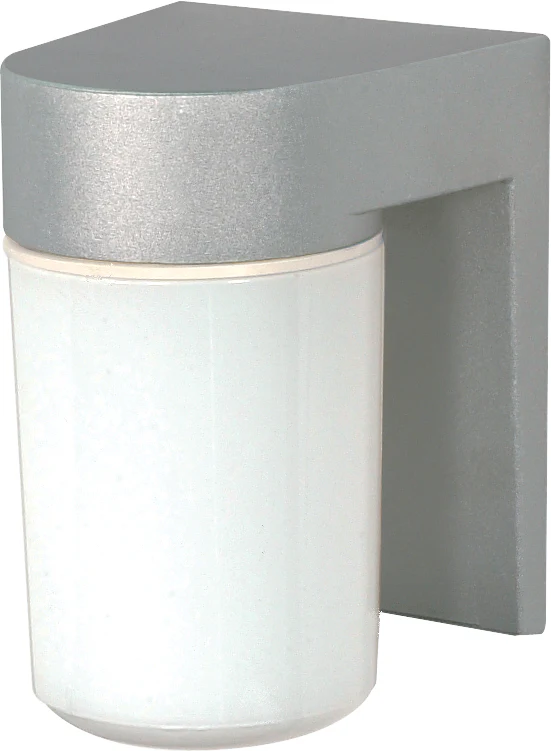 Nuvo 1-Light 6.8" Outdoor Wall Light w/ White Glass Cylinder in Satin Aluminum