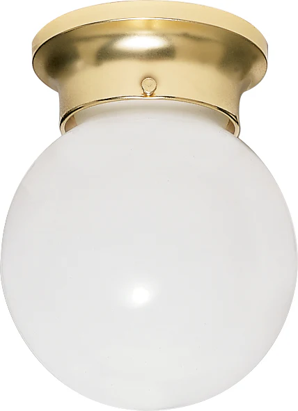 Nuvo 1-Light 6" Flush Mount Close-to-Ceiling Light Fixture in Polished Brass
