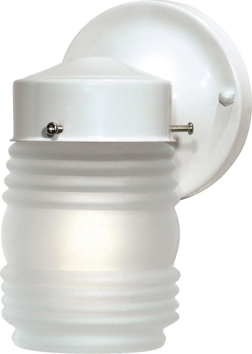 Nuvo 1-Light 6" Porch Wall Mason Jar w/ Frosted Glass in Gloss White Finish