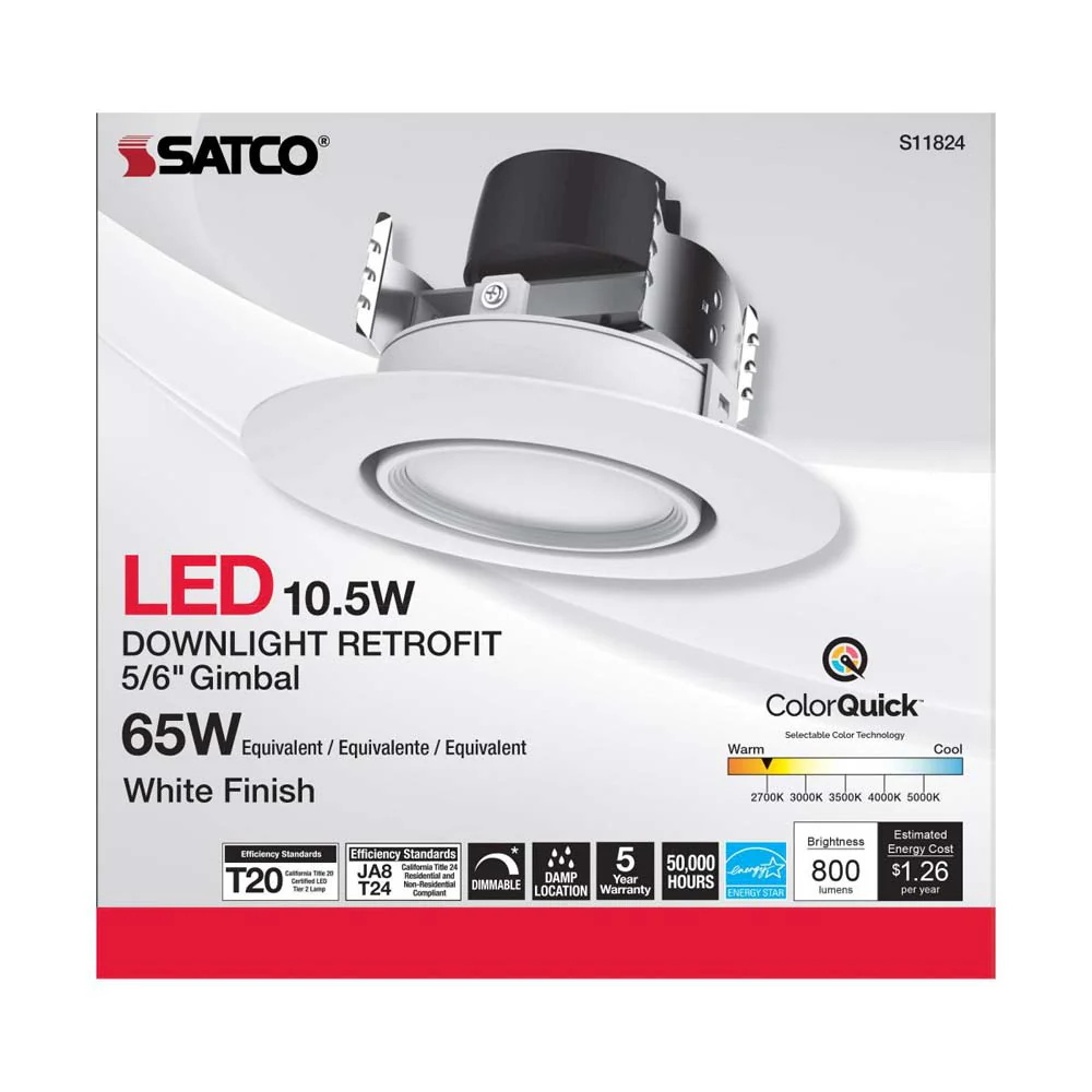 10.5w LED Directional Retrofit Downlight 5-6 in. CCT Tunable 90 deg. 120v - Image 4