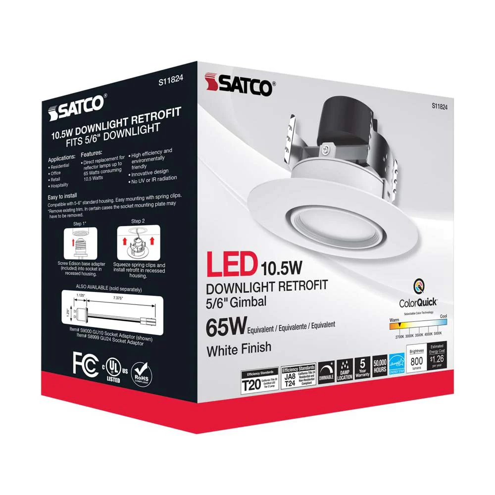 10.5w LED Directional Retrofit Downlight 5-6 in. CCT Tunable 90 deg. 120v - Image 9