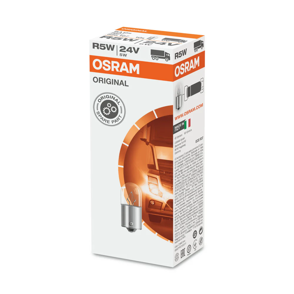 10-PK Osram 5627 R5W 24V 5W Automotive Bulb - Engineered for Trucks and Buses
