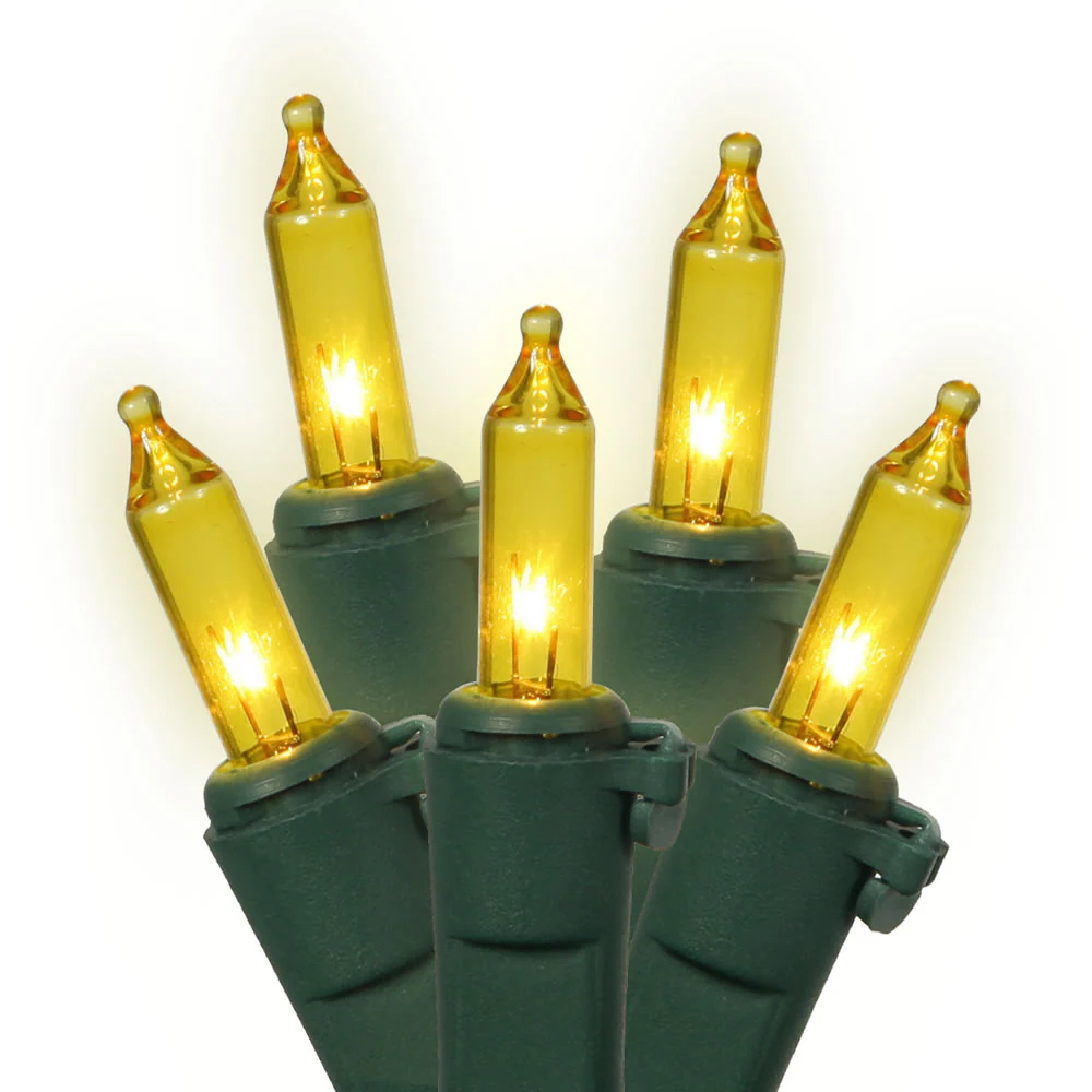100 Gold Lights Green Wire 46ft. Christmas Set
