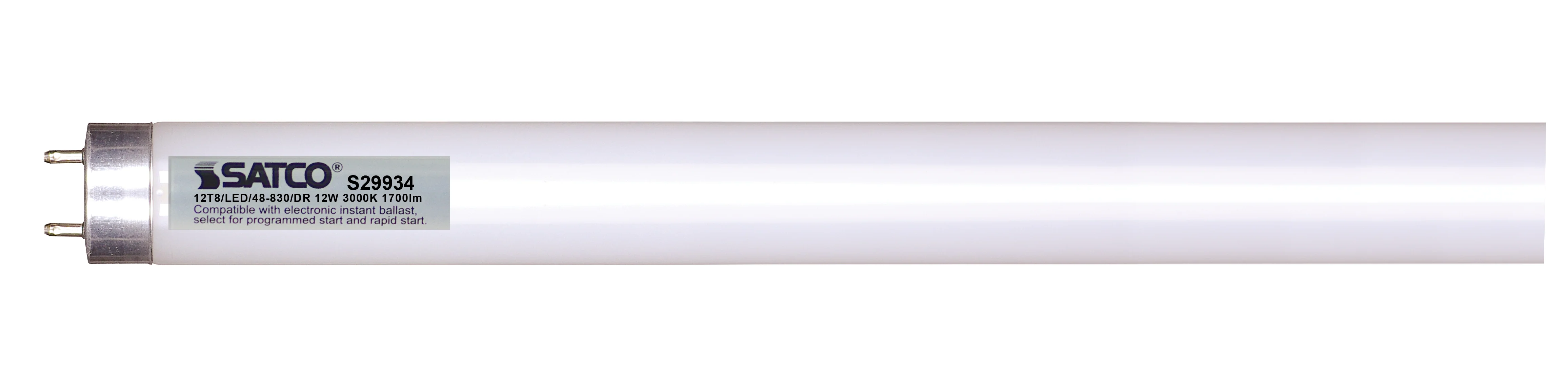 10Pk - 12w 48in T8 LED Tube G13 Base 1700LM 3000K Warm White Ballast Dependent