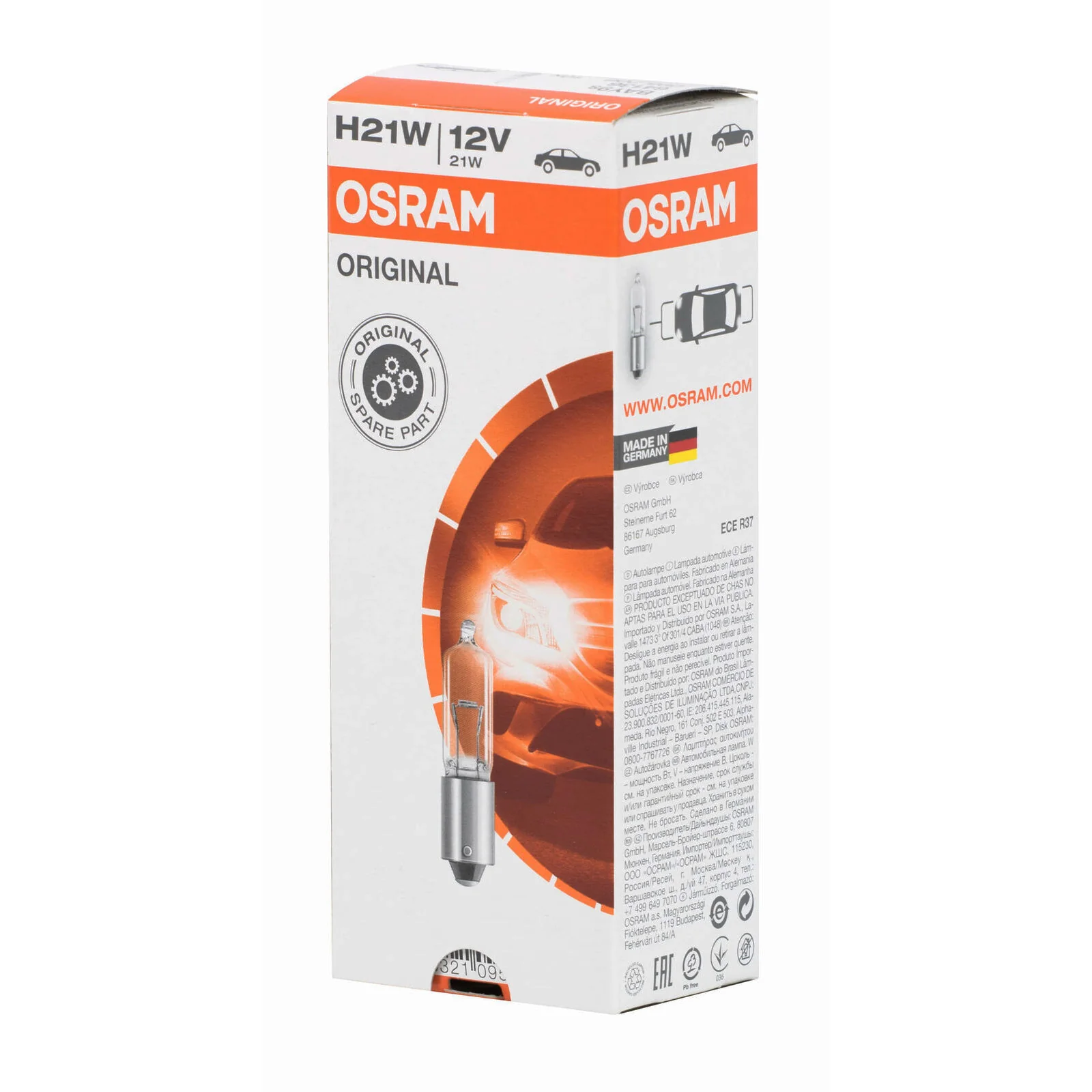 10PK - Osram 64136 H21W 21W 12V BAY9s Motorcycles Bulb