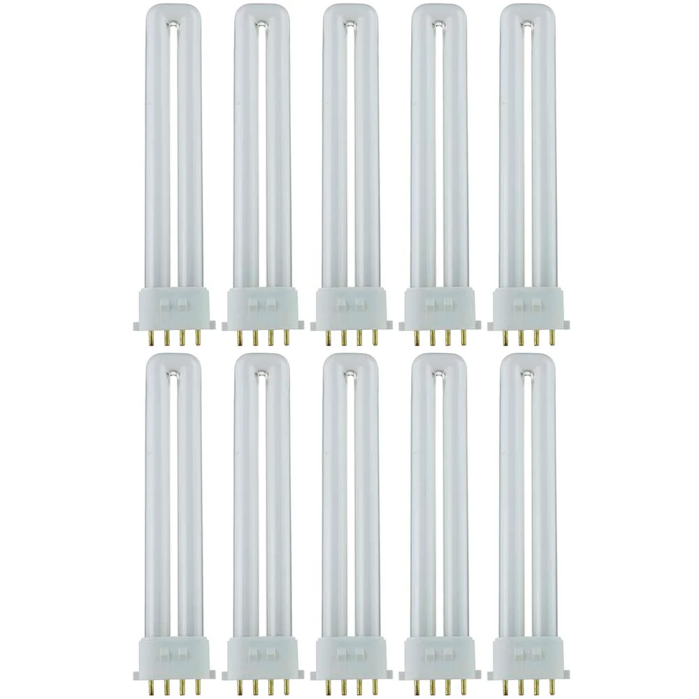 10Pk - Sunlite 13W 4-Pin 3500K U Shaped PL CFL Twin Tube Plugin 2GX7 Base Bulb