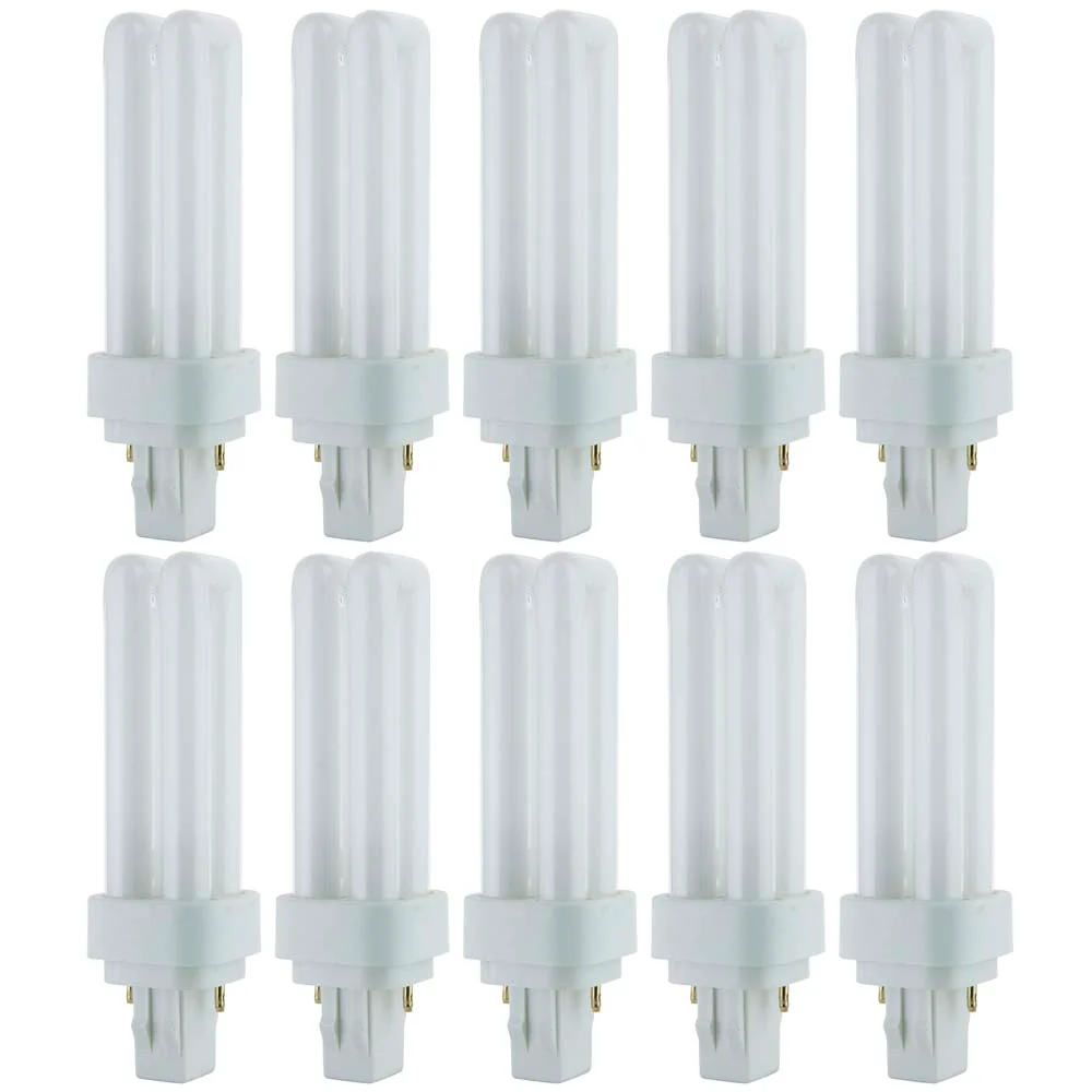 10Pk - Sunlite 13w 4100K PLD 2-Pin Double Twin Tube GX23-2 Base Bulb