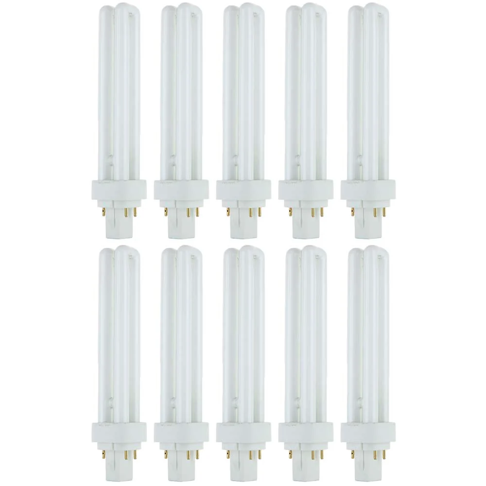 10Pk - Sunlite 26w 2700K PLD 4-Pin Double U-Shaped Twin Tube G24Q-3 Base Bulb