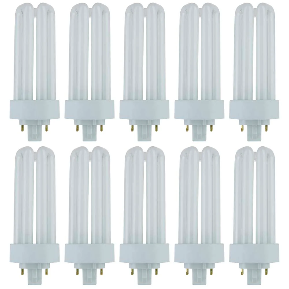 10Pk - Sunlite 26w 2700K PLD 4-Pin Triple U-Shaped Twin Tube GX24Q-3 Base Bulb