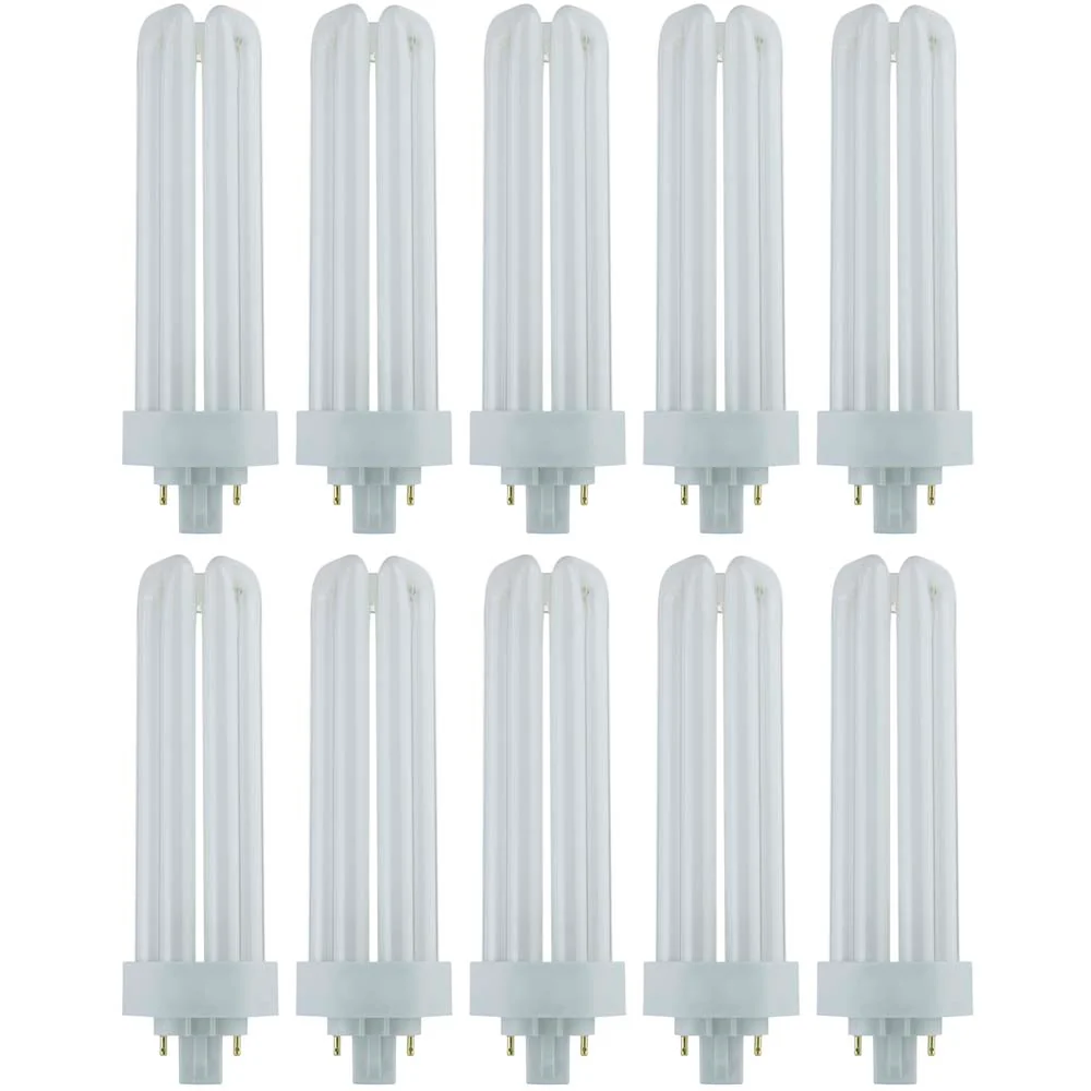 10Pk - Sunlite 42w 3500K PLD 4-Pin Triple U-Shaped Twin Tube GX24Q-4 Base Bulb