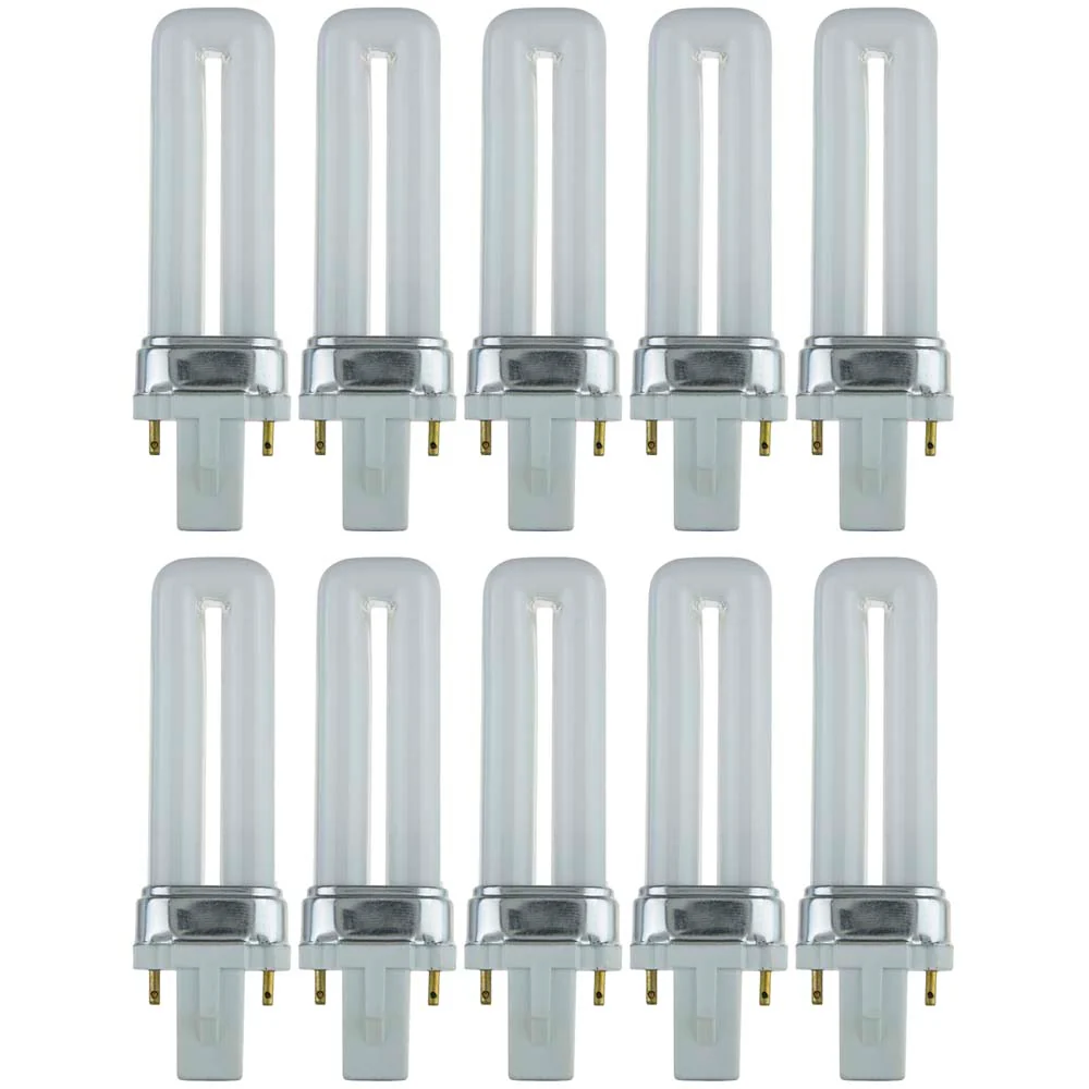 10Pk - Sunlite 5w 3000k U Shaped PL CFL Twin Tube Plugin G23 Base Light Bulb