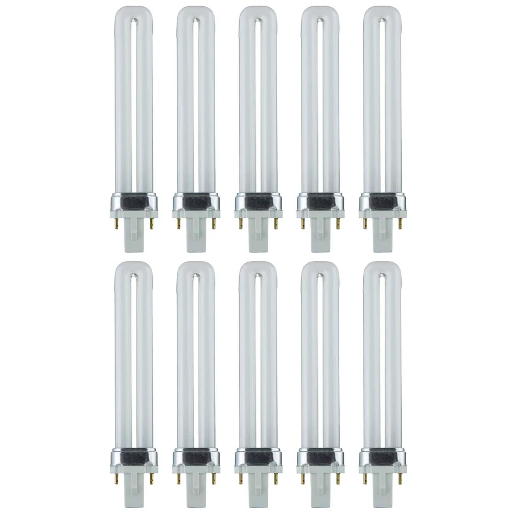 10Pk - Sunlite 9W 4100K 2-Pin U Shaped PL CFL Twin Tube Plugin G23 Base Bulb