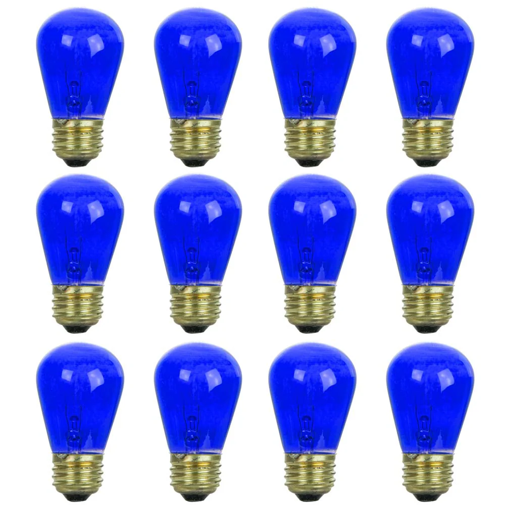 12Pk - Sunlite 11w S14 Incandescent E26 Base Dimmable Blue Colored String Bulb