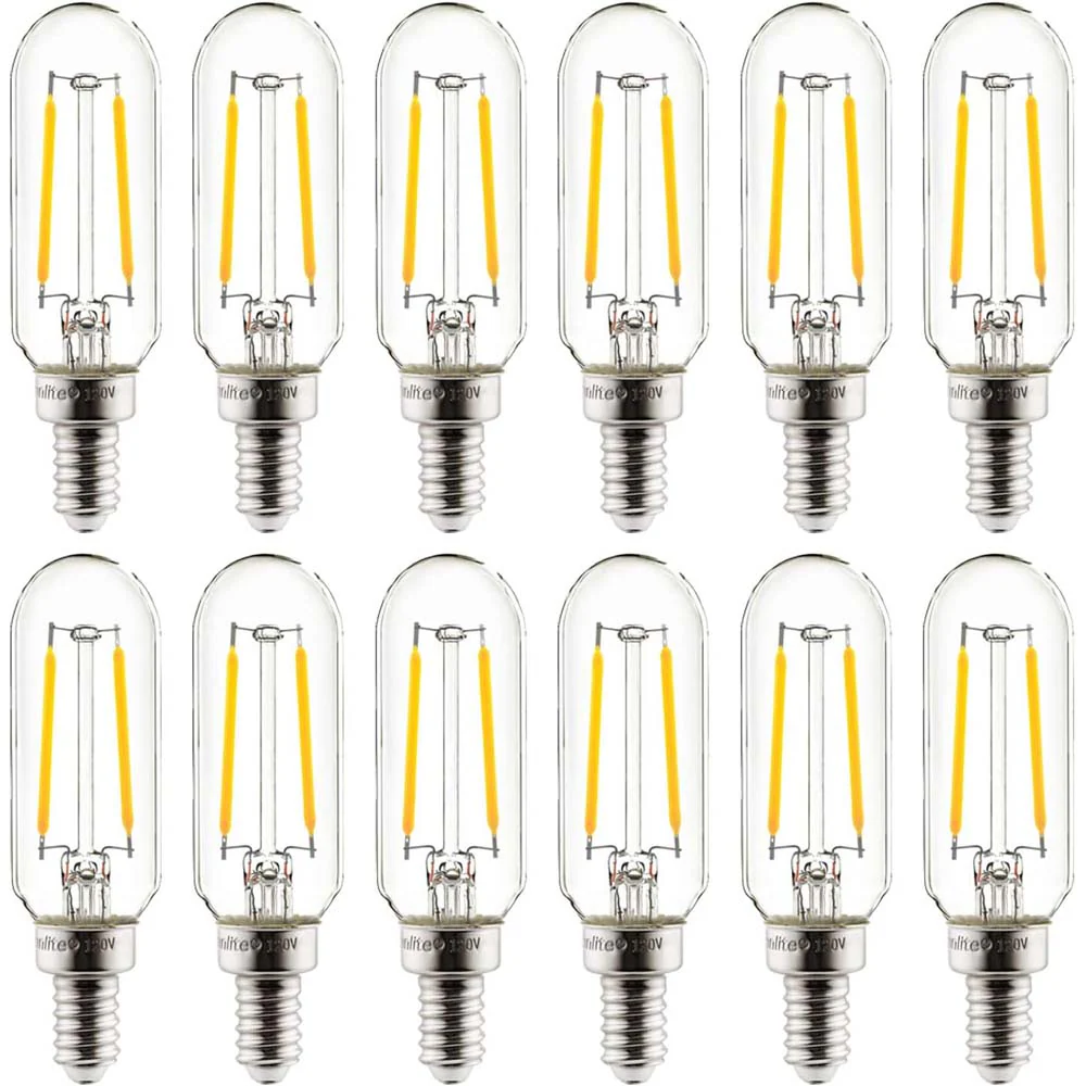 12Pk - Sunlite 2w LED Filament T8 Tubular E12 Base 2700K Bulb - 25w equiv