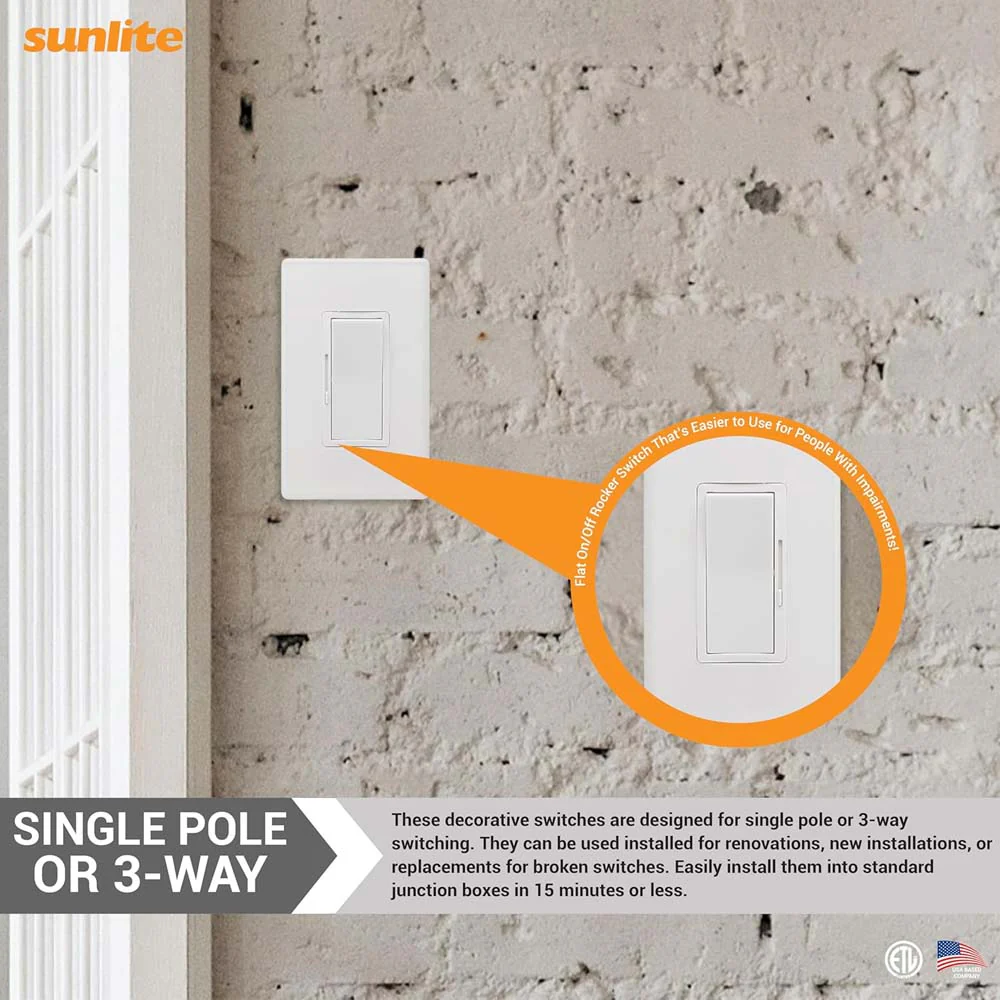 Sunlite 600W Max LED Slide Bar Triac Dimmer Switch 3-Way Switching 120v - Image 7