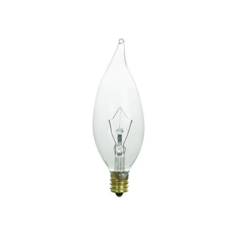 15w Flame 120v Candelabra Base Clear bulbs