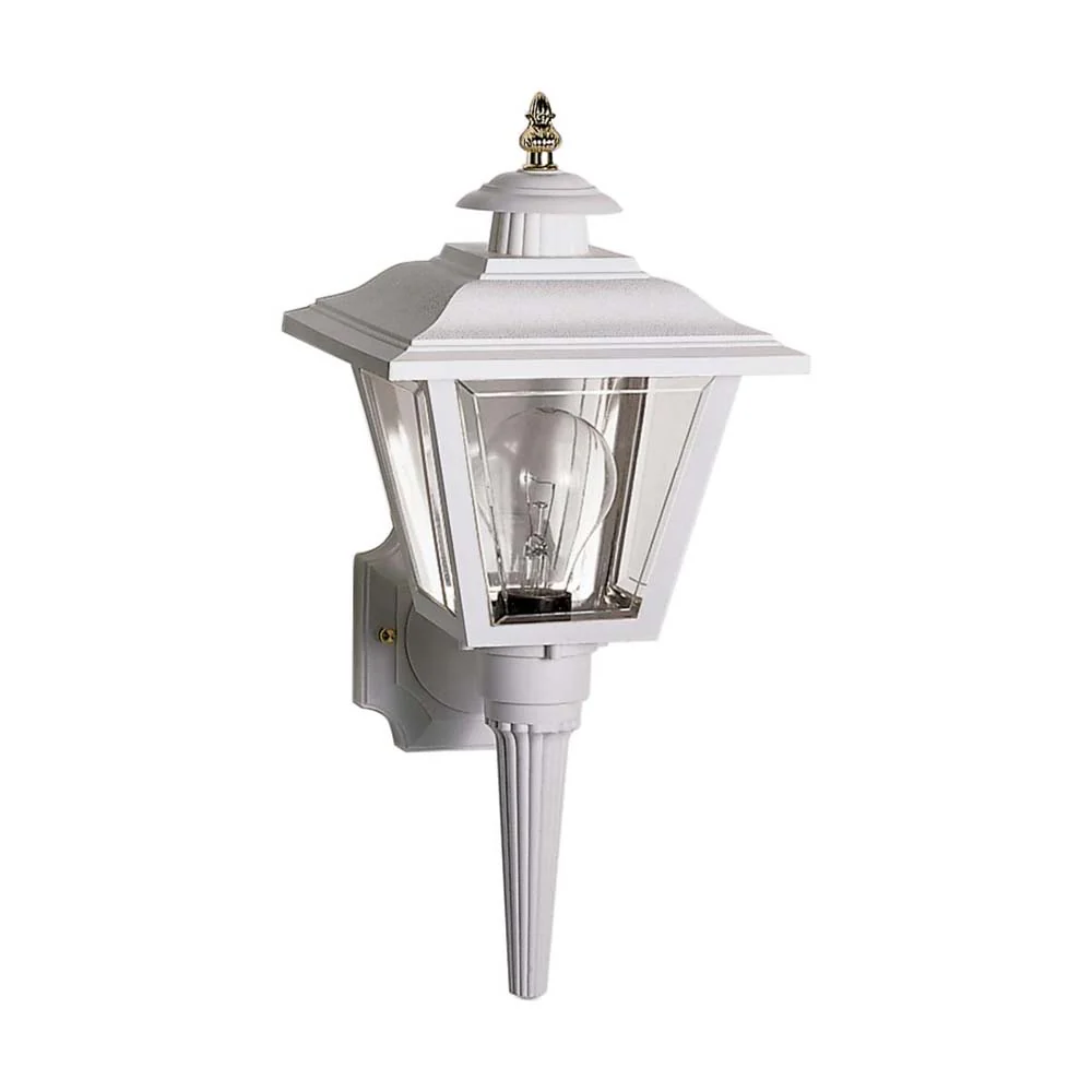 17'' Coach Lantern w/ Finial Beveled Acrylic Panels White Finish