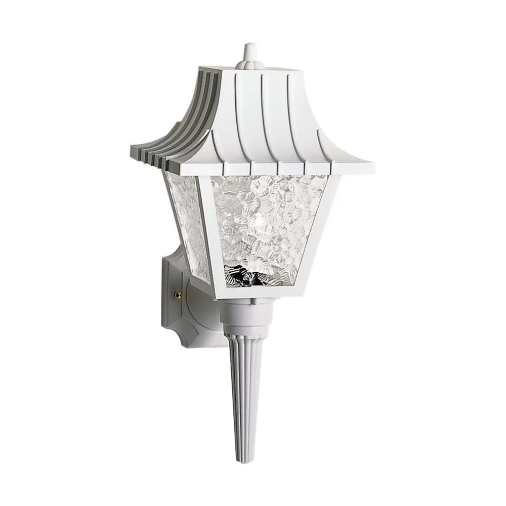 18-in Wall Lantern Mansard Lantern w/ Textured Acrylic Panels White Finish