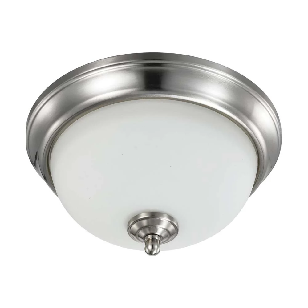 19w 11-in LED Flush Mount Fixture 3000K Dimmable Brushed Nickel Frosted Glass