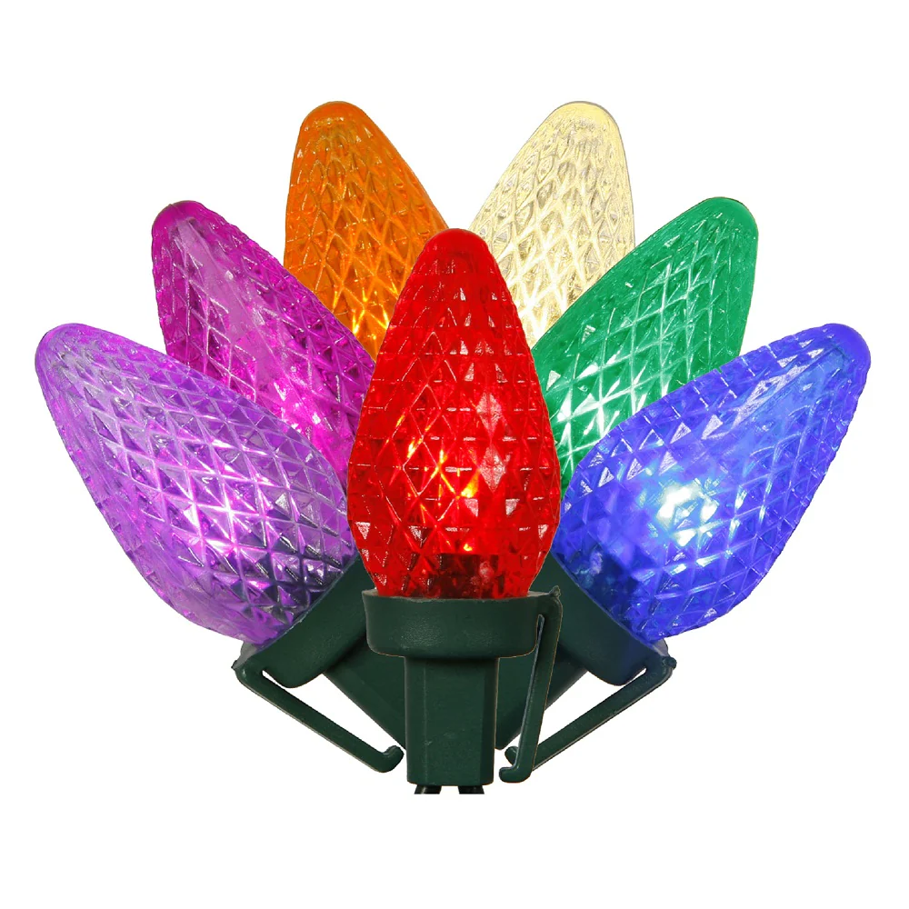 1PK - 16Ft. LED String 25 Light Multi-color C7 Lights