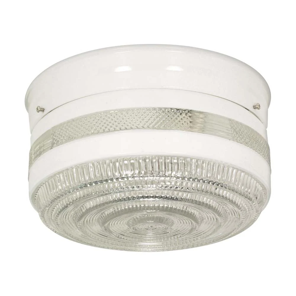 2-Light 10-in Flush Mount Large Crystal / White Drum in White Finish