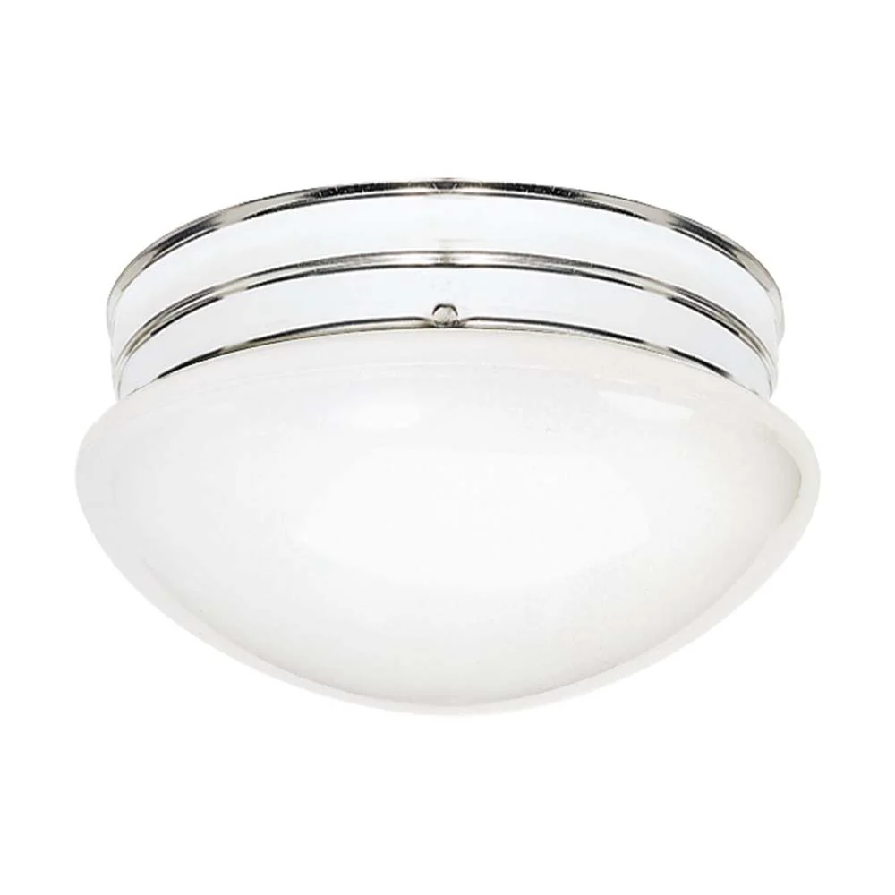 2-Light 10-in Flush Mount Medium White Mushroom in Polished Chrome Finish