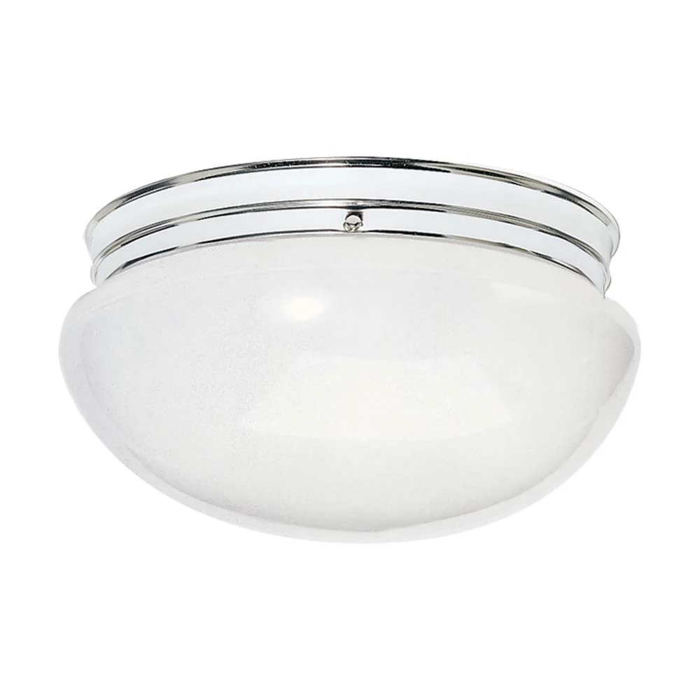 2-Light 12-in Flush Mount Large White Mushroom in Polished Chrome Finish