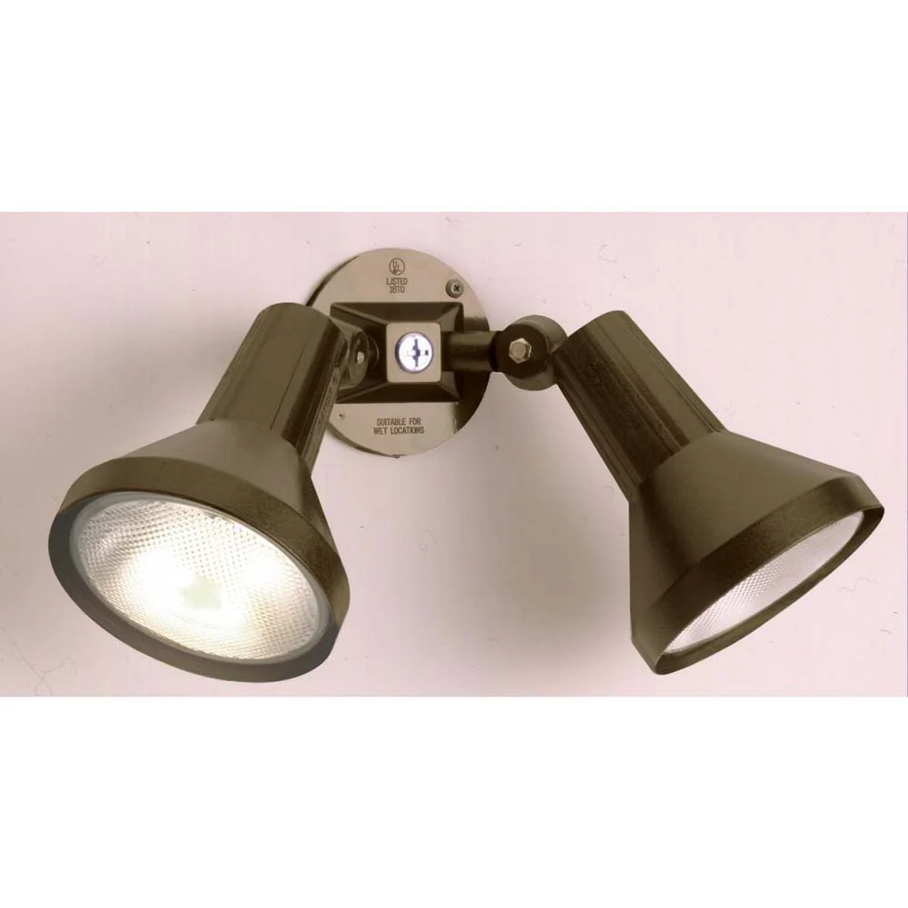 2-Light 15-in Flood Light Exterior PAR38 w/ Adjustable Swivel Bronze Finish