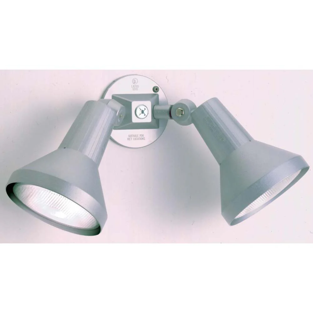 2-Light 15-in Flood Light Exterior PAR38 w/ Adjustable Swivel Grey Finish