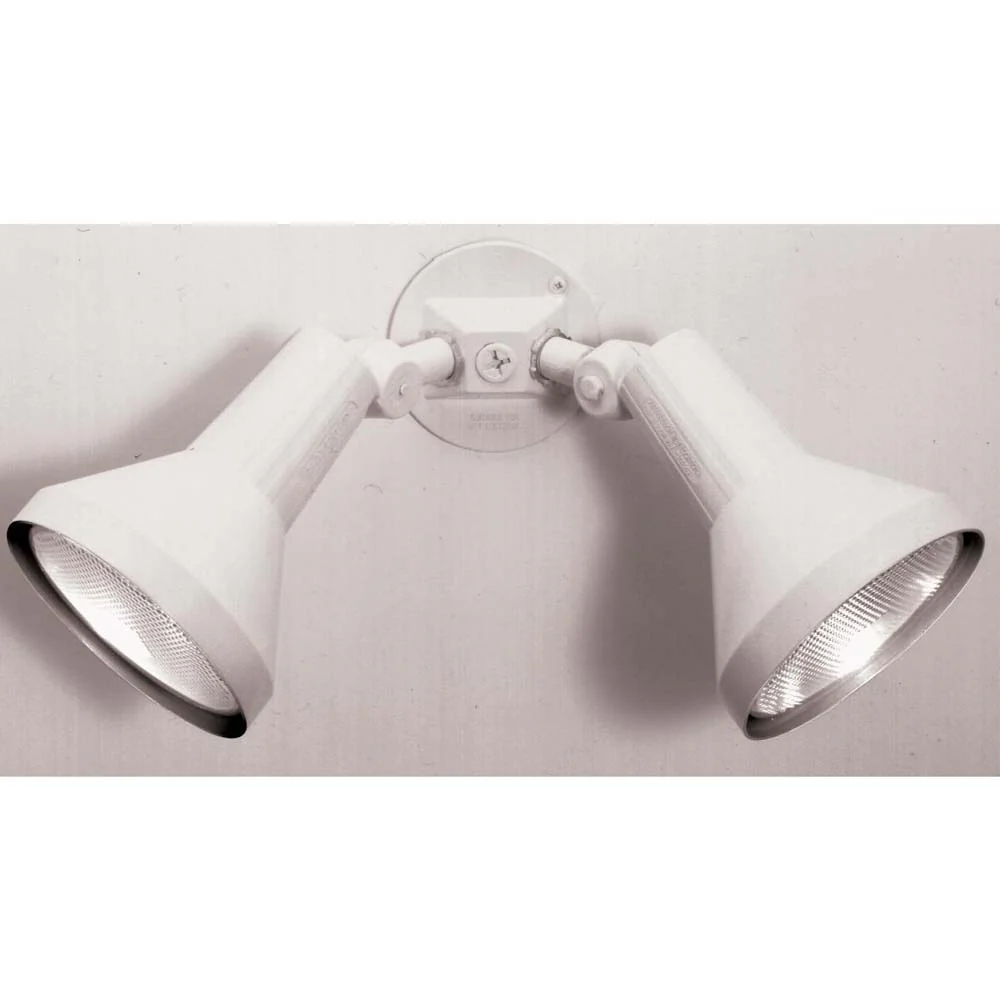 2-Light 15-in Flood Light Exterior PAR38 w/ Adjustable Swivel White Finish