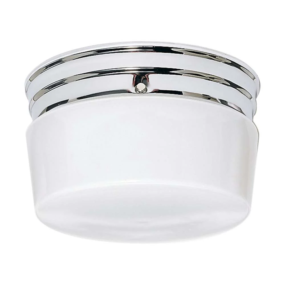 2-Light 8-in Flush Mount Medium White Drum in Polished Chrome Finish