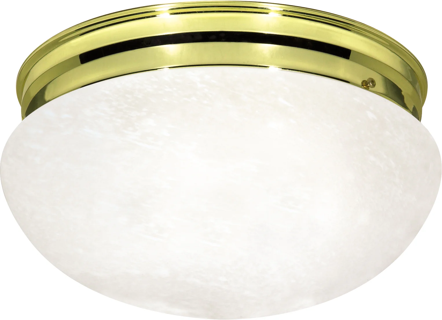 Nuvo 2-Light 12" Flush Mount w/ Large Alabaster Mushroom in Polished Brass