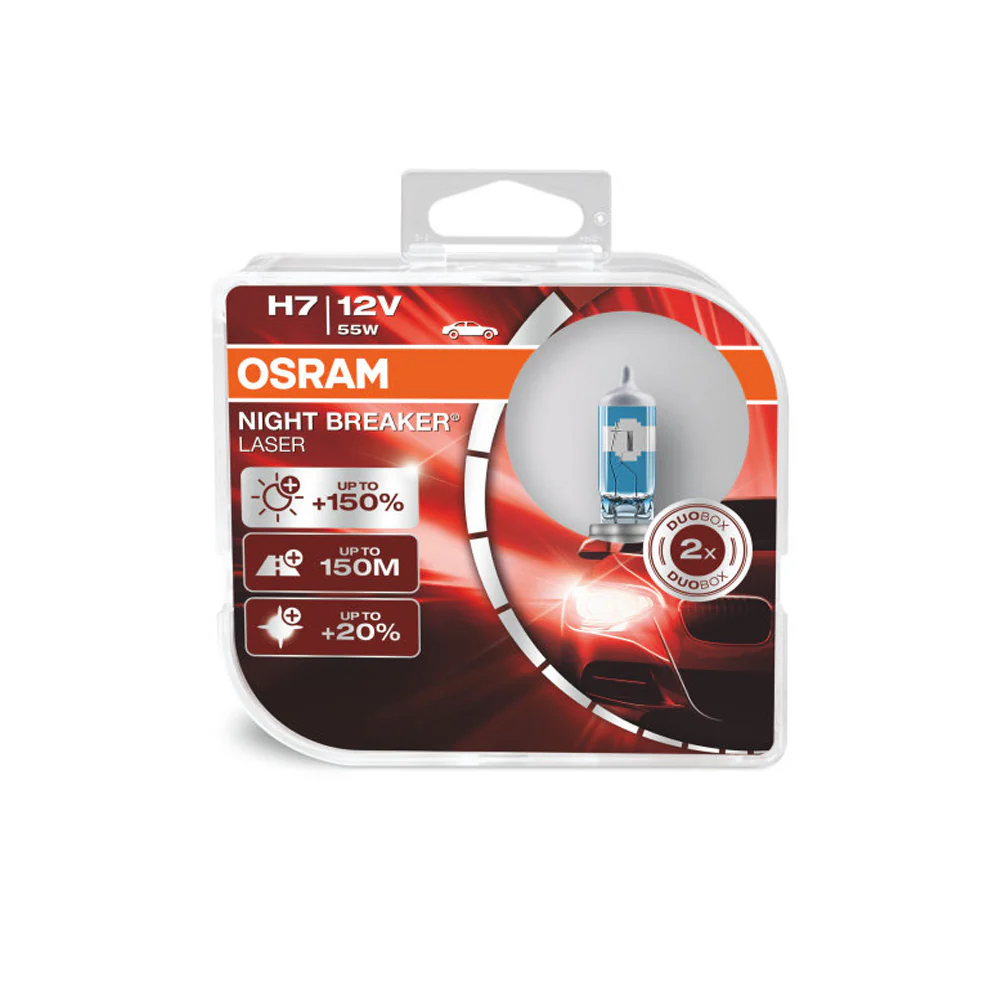2-PK Osram H7 64210NL Night Breaker Laser 12v 55w Automotive Bulb