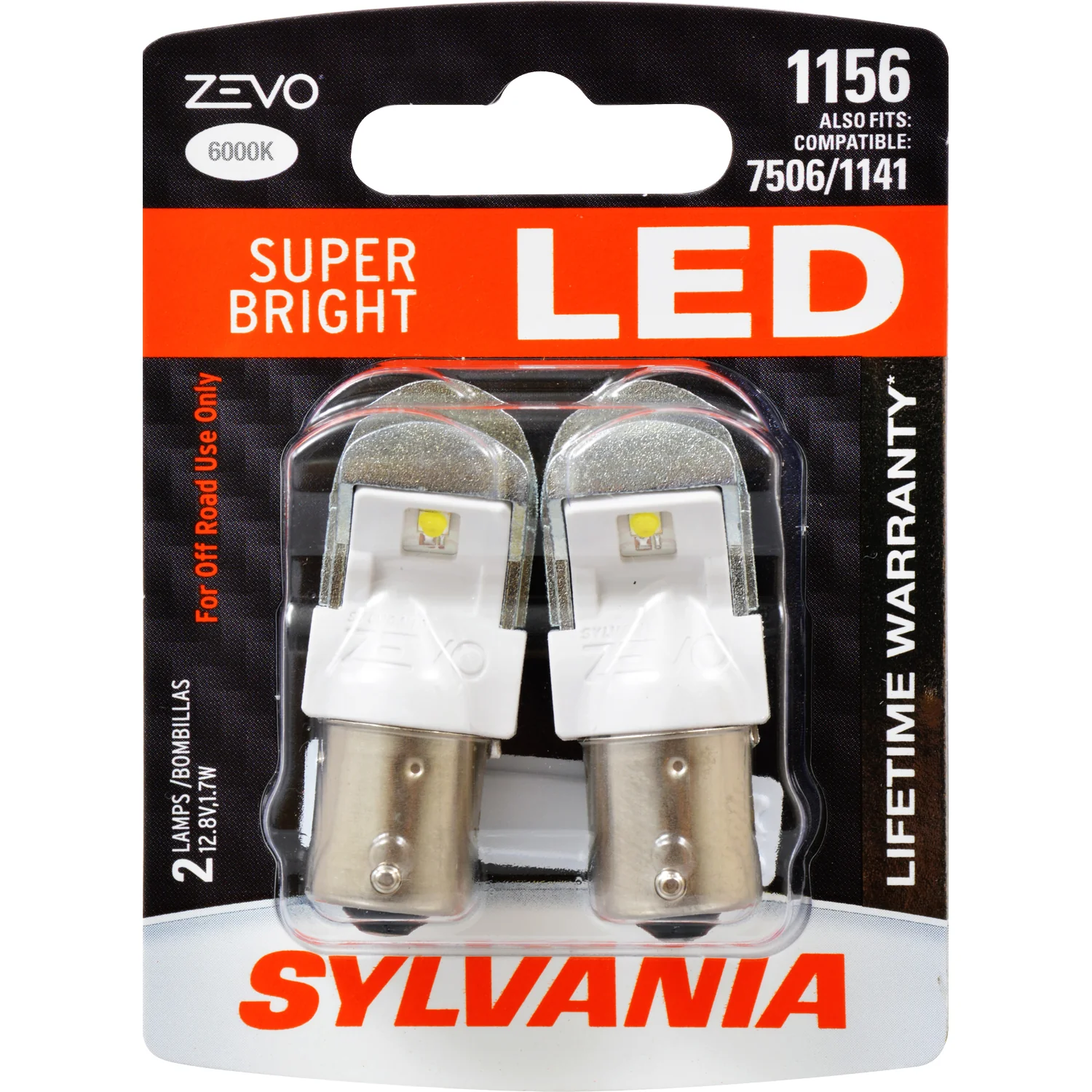 2-PK SYLVANIA ZEVO 1156 White LED Automotive Bulb