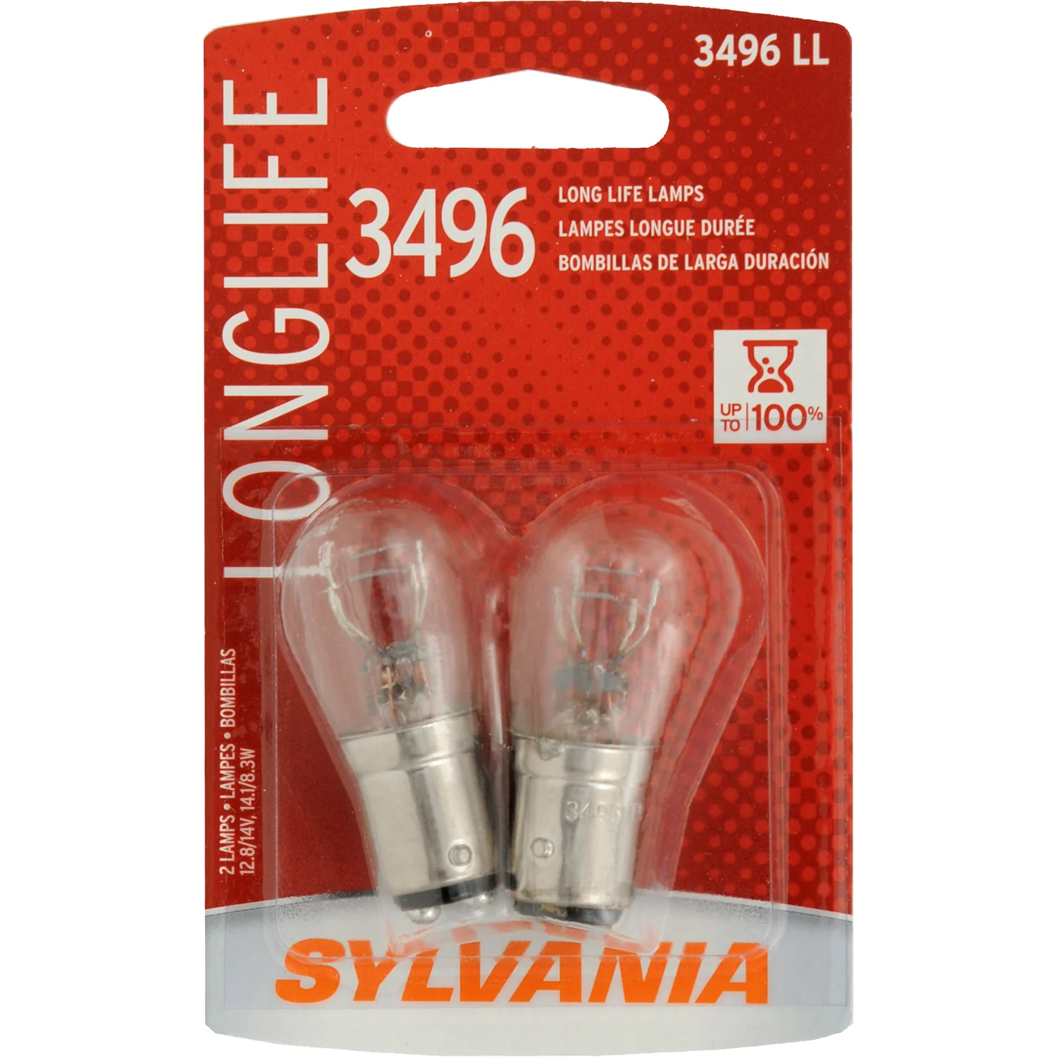 2-PK SYLVANIA 3496 Long Life Automotive Light Bulb