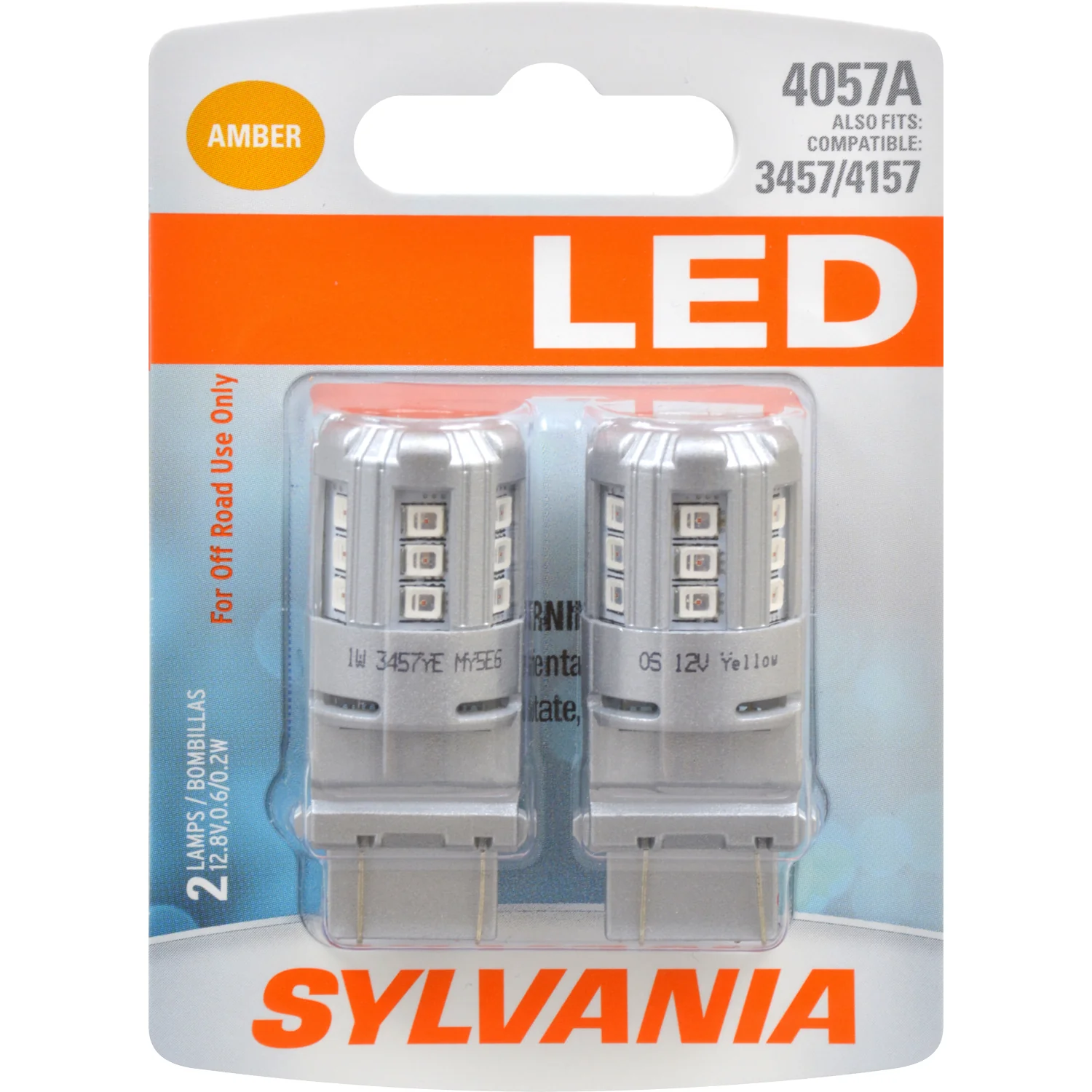 2-PK SYLVANIA 4057 Amber LED Automotive Bulb