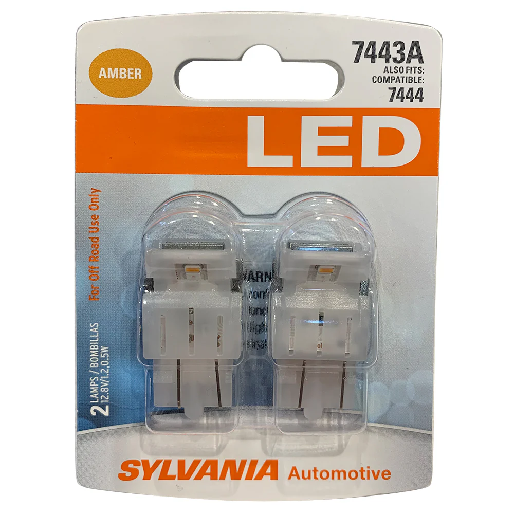 2-PK SYLVANIA 7443 T20 Amber LED Automotive Bulb