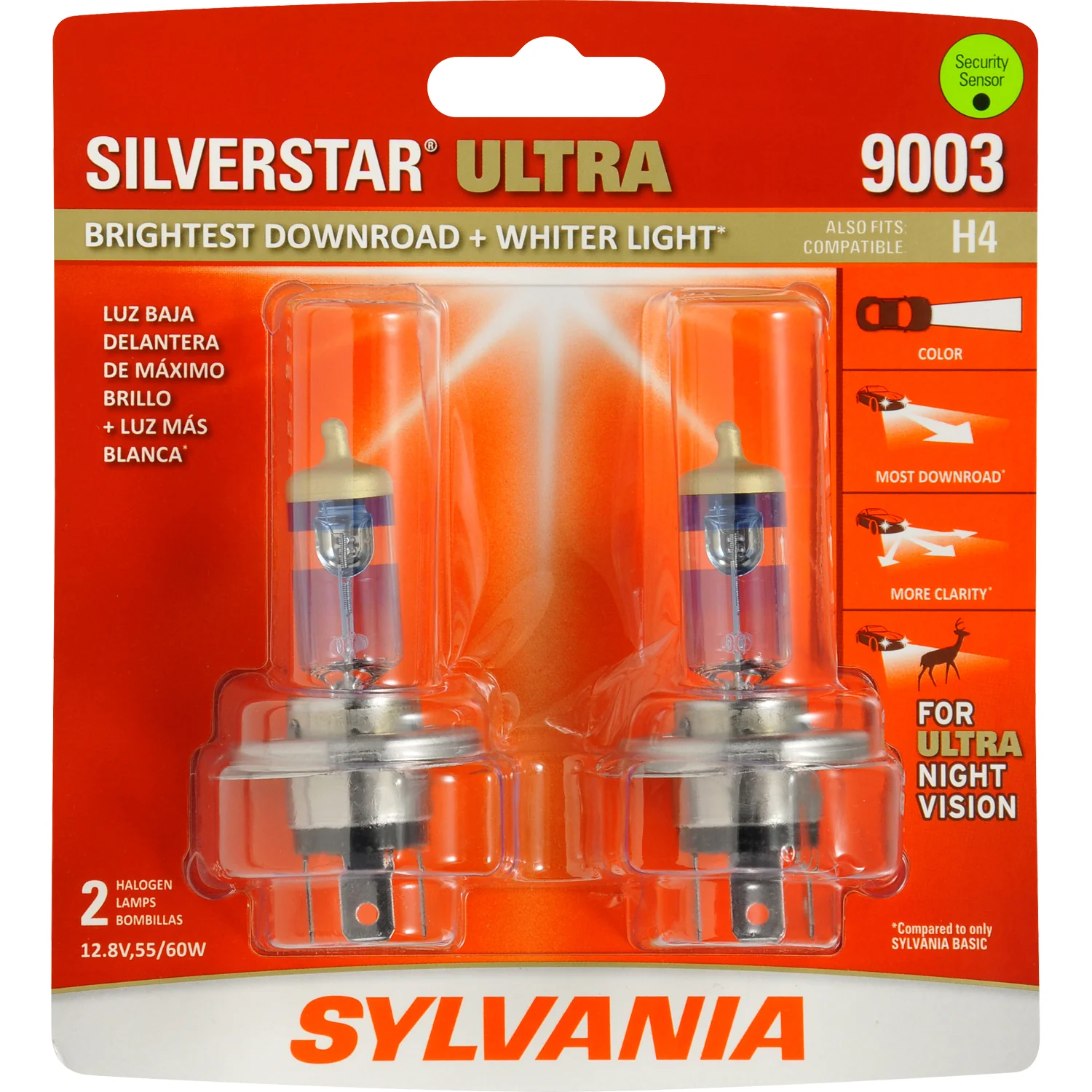 2-PK SYLVANIA 9003/H4 SilverStar Ultra Halogen Headlight Bulb