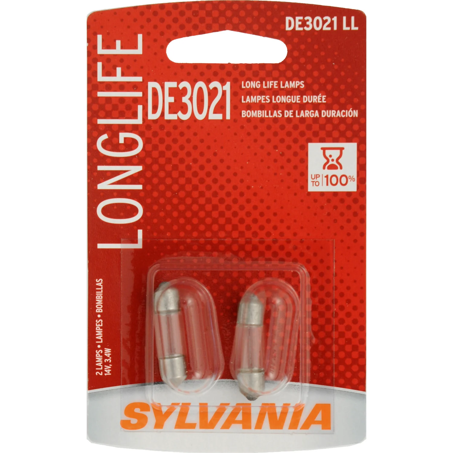 2-PK SYLVANIA DE3021 Long Life Automotive Light Bulb