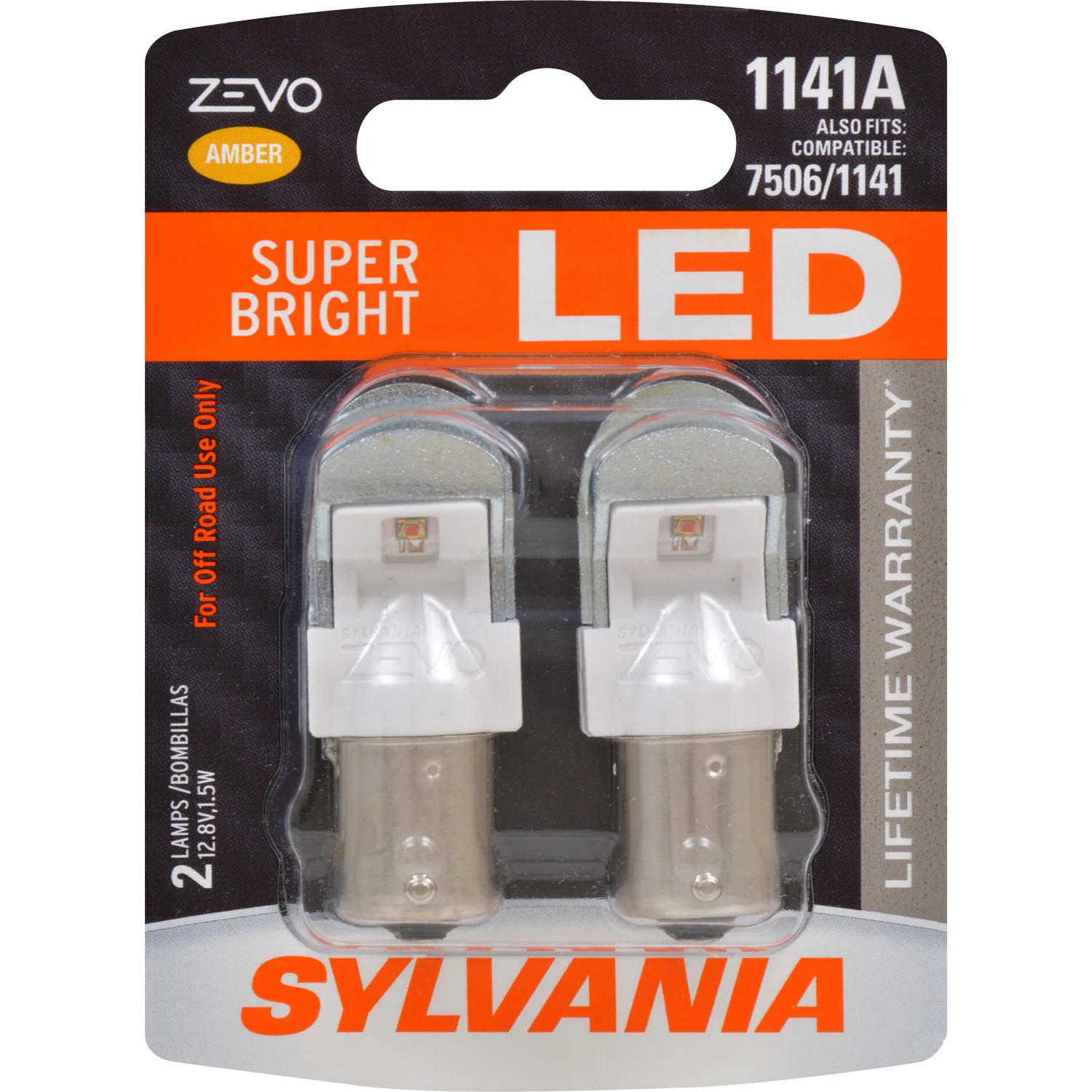 2-PK SYLVANIA ZEVO 1141 Amber LED Automotive Bulb