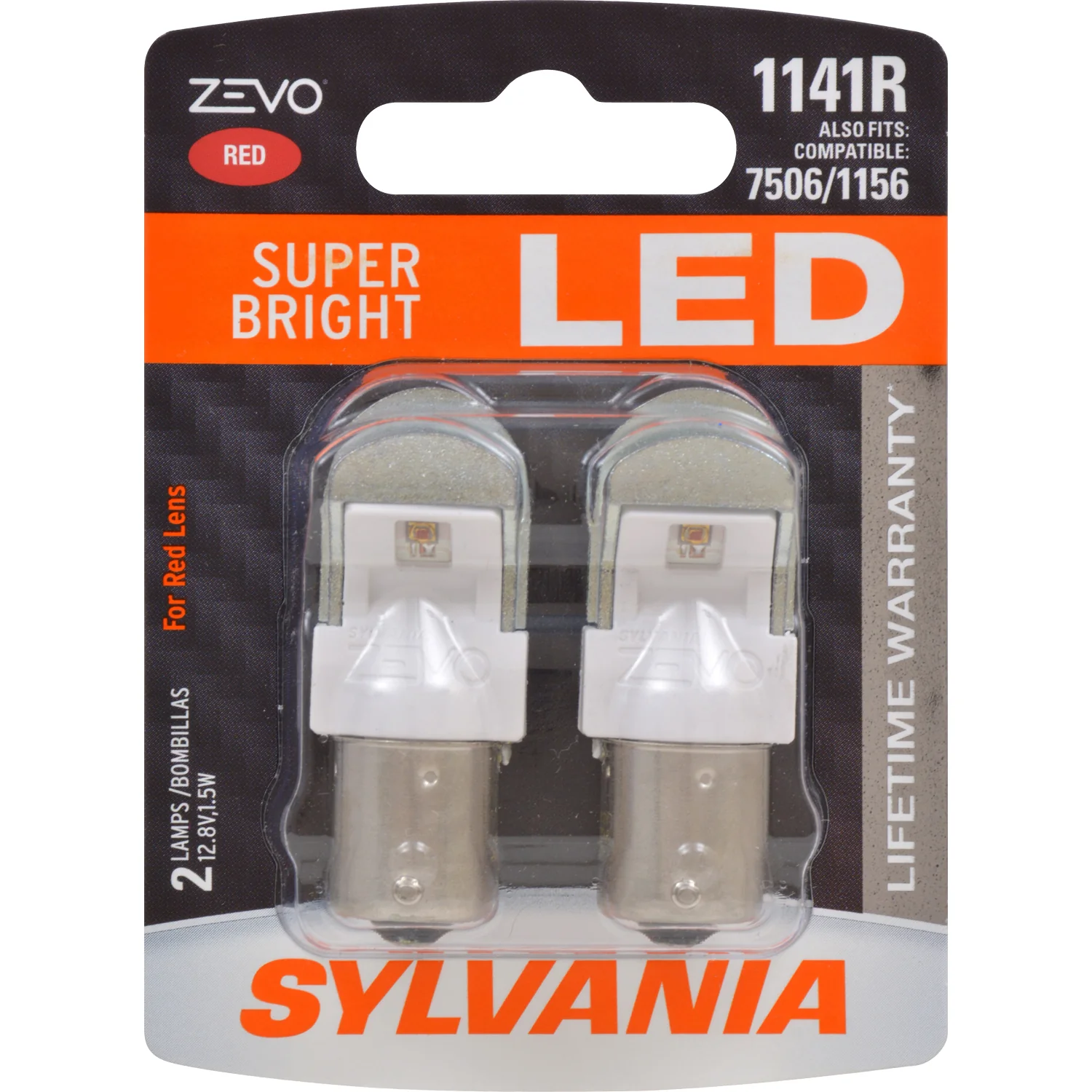2-PK SYLVANIA 1141 LED ZEVO Red Automotive Light Bulb
