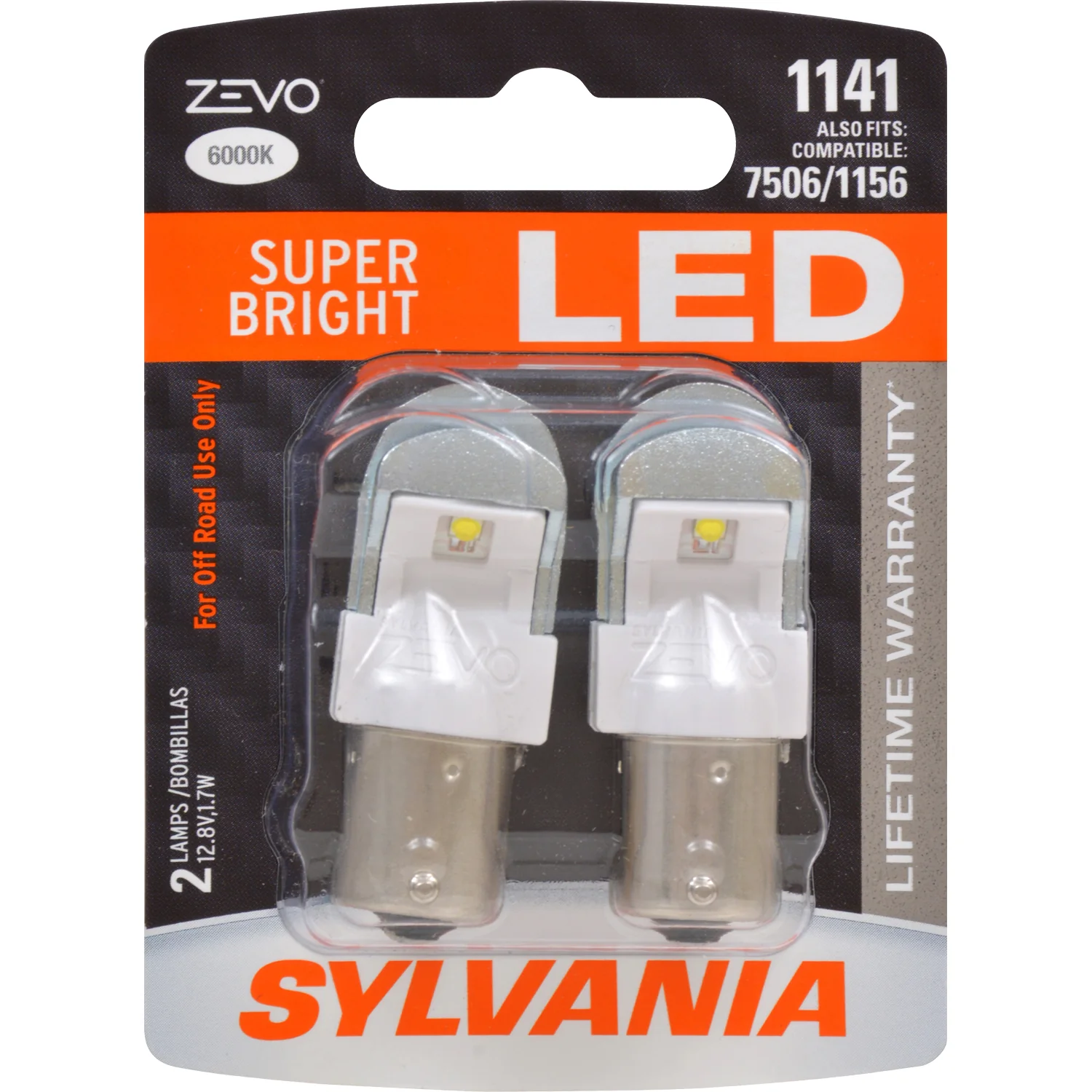 2-PK SYLVANIA ZEVO 1141 White LED Automotive Bulb