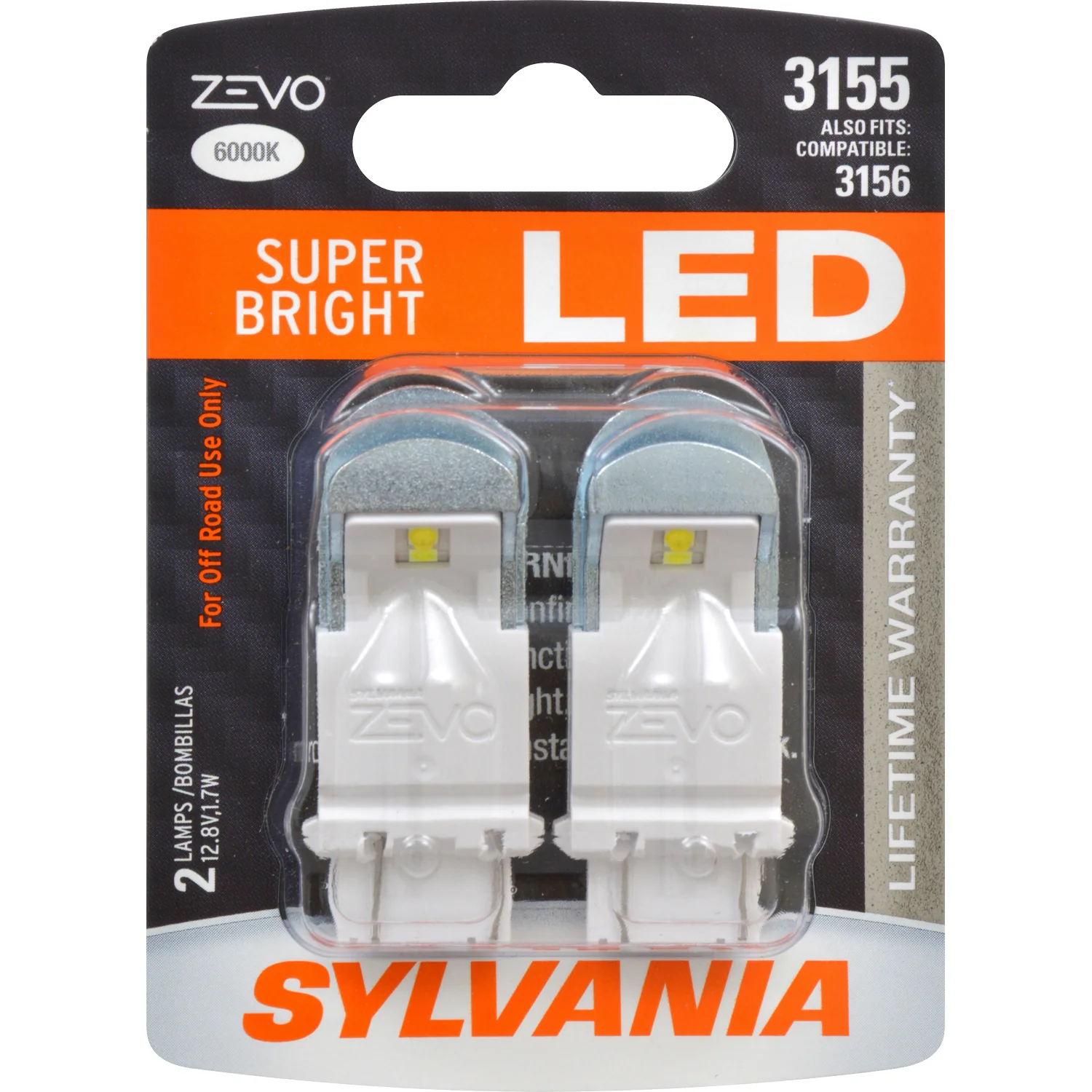 2-PK SYLVANIA 3155 ZEVO LED Super Bright Automotive Light Bulb
