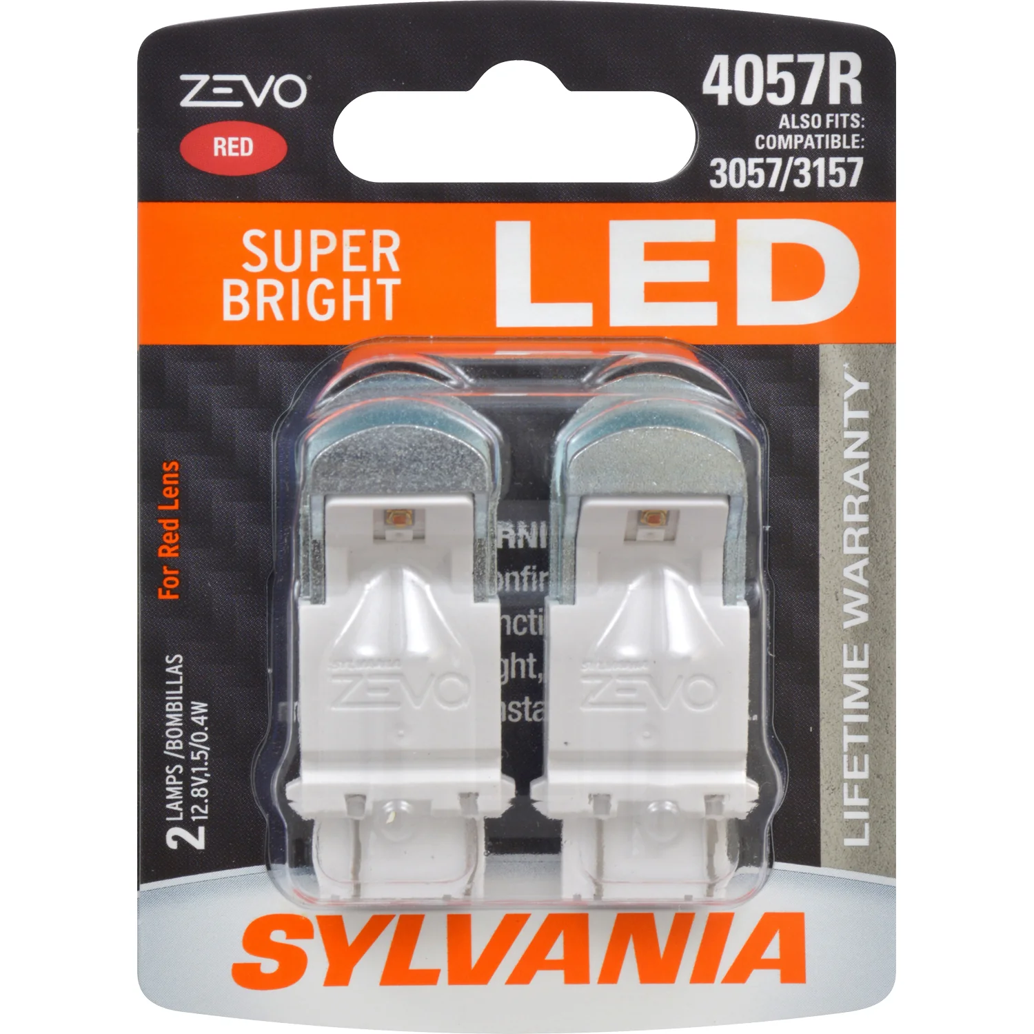 2-PK SYLVANIA ZEVO 4057 Red LED Automotive Bulb