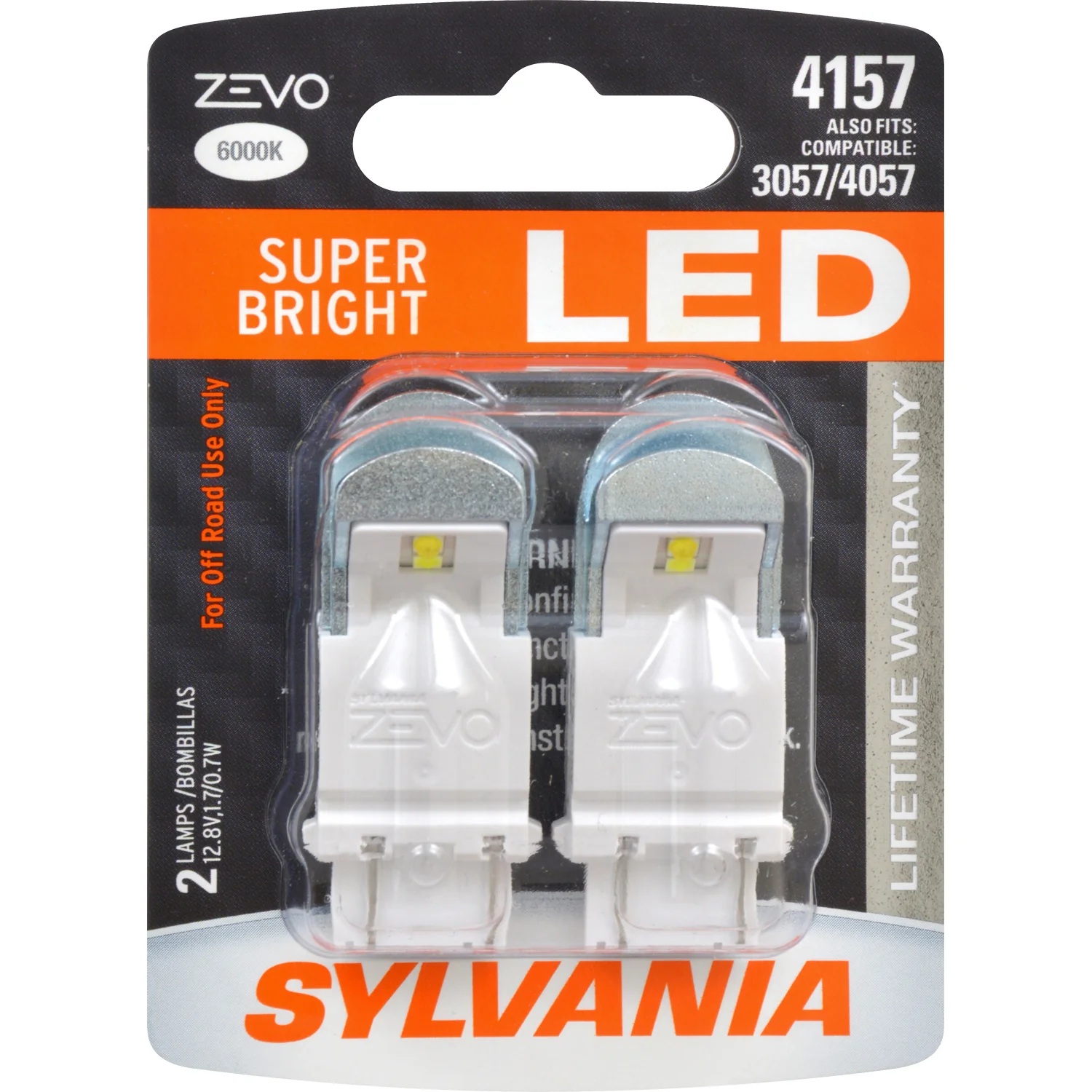 2-PK SYLVANIA 4157 ZEVO LED Super Bright Automotive Light Bulb