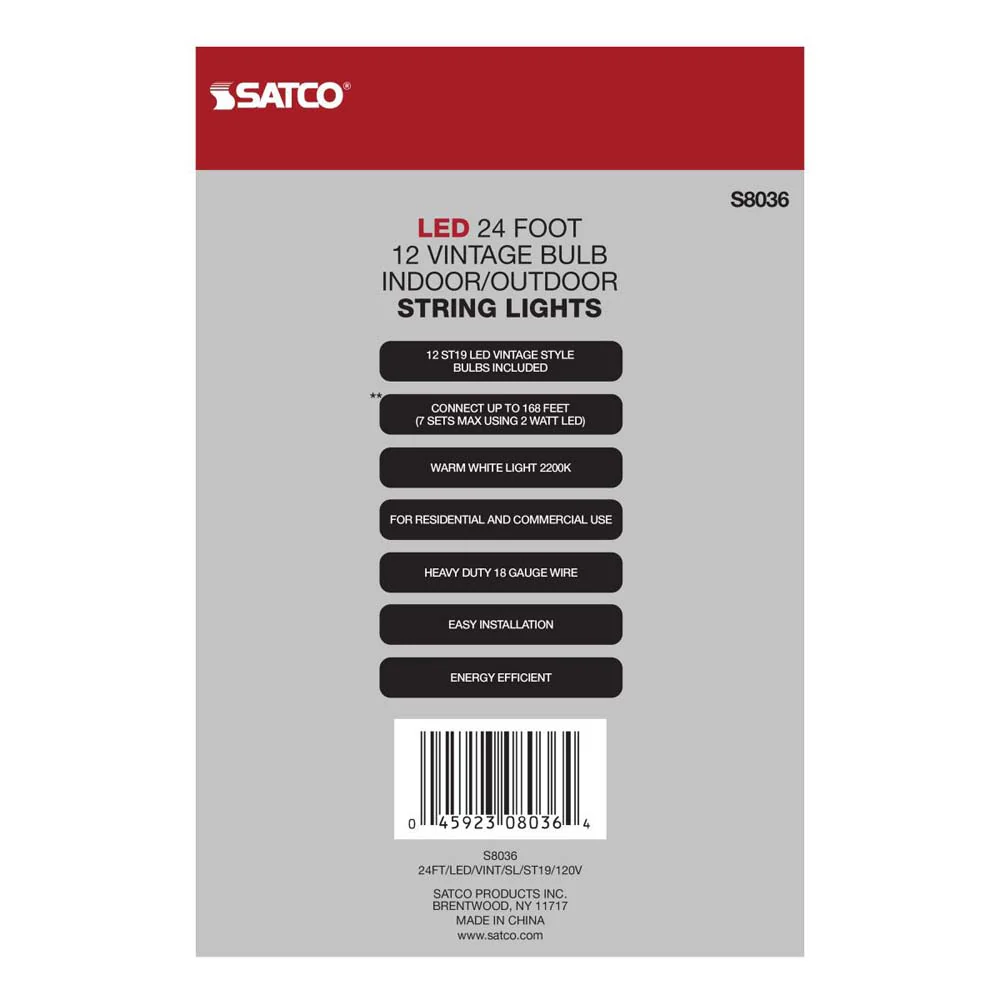 24-ft 24w 120v LED String Light - Include 12 Vintage ST19 bulbs - Image 9